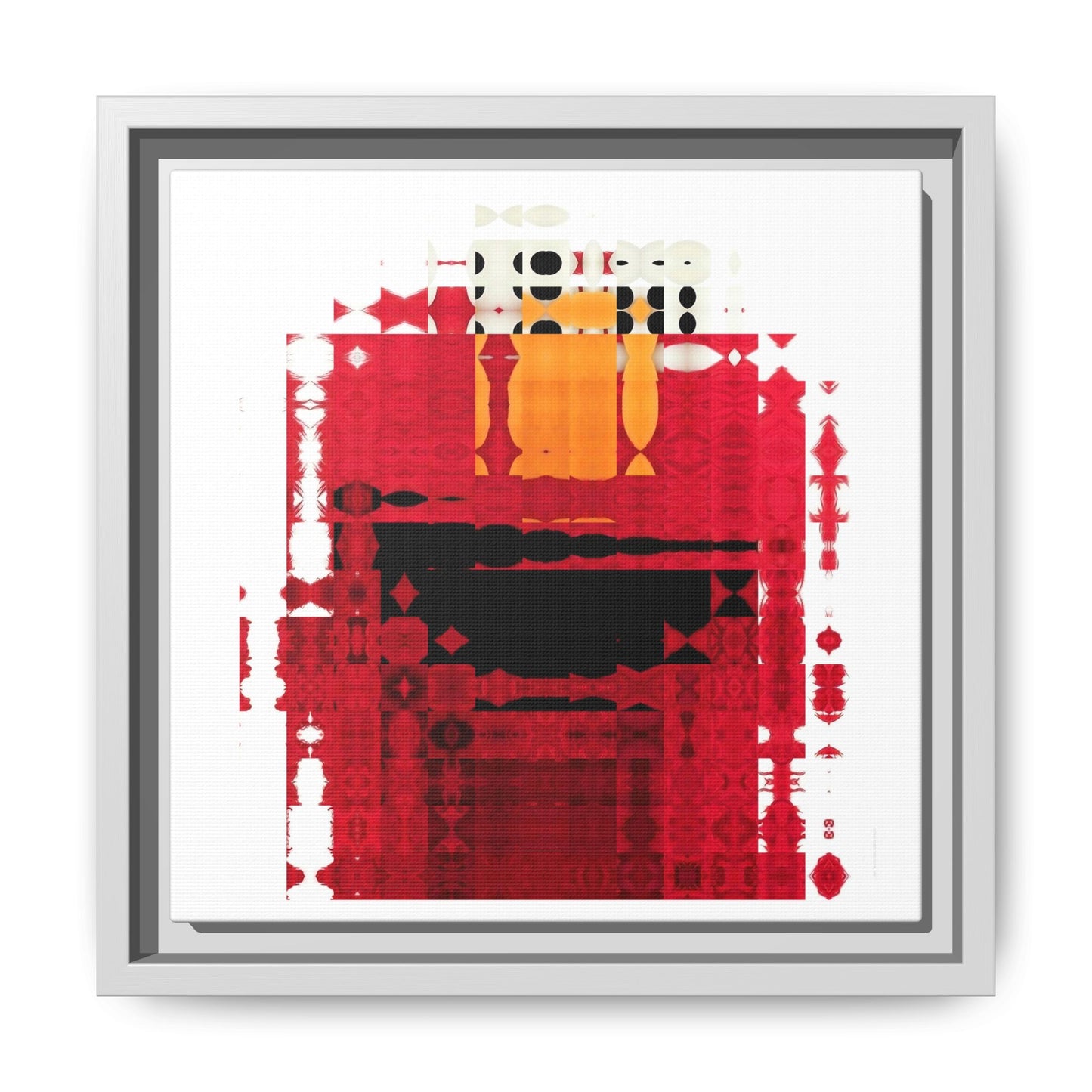 Iconic Fuzzy Red Cutie Monster from the Street Abstract Portrait Collage Art — Matte Canvas, Framed (Multi-color options)