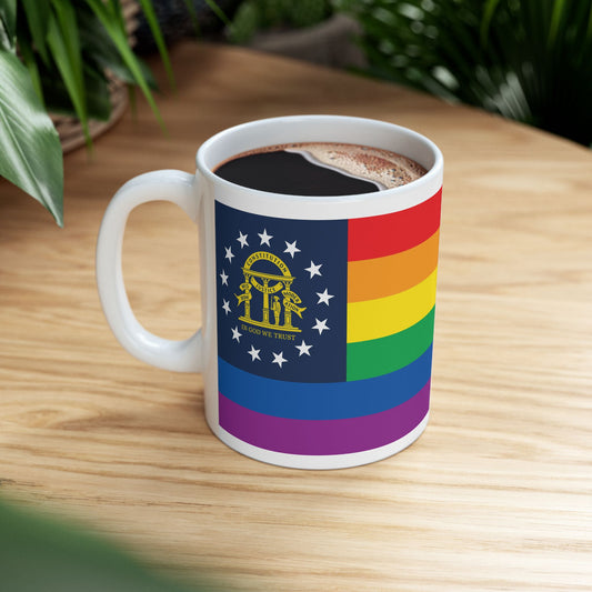 Georgia Rainbow Pride Flag "UNITED" Ceramic Mug