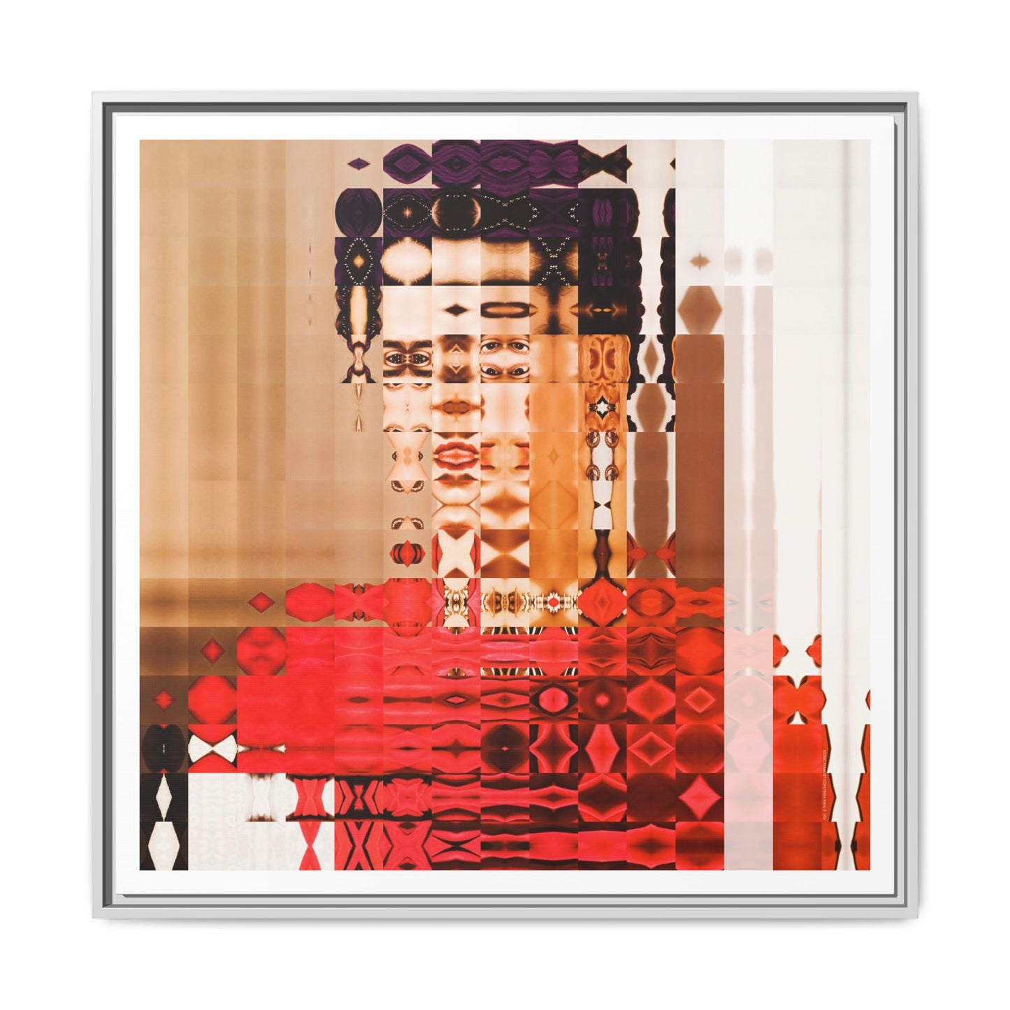 Iconic Feminist Artist Frida Kahlo 2 Abstract Portrait Collage Art — Matte Canvas, Framed (Multi-color options)