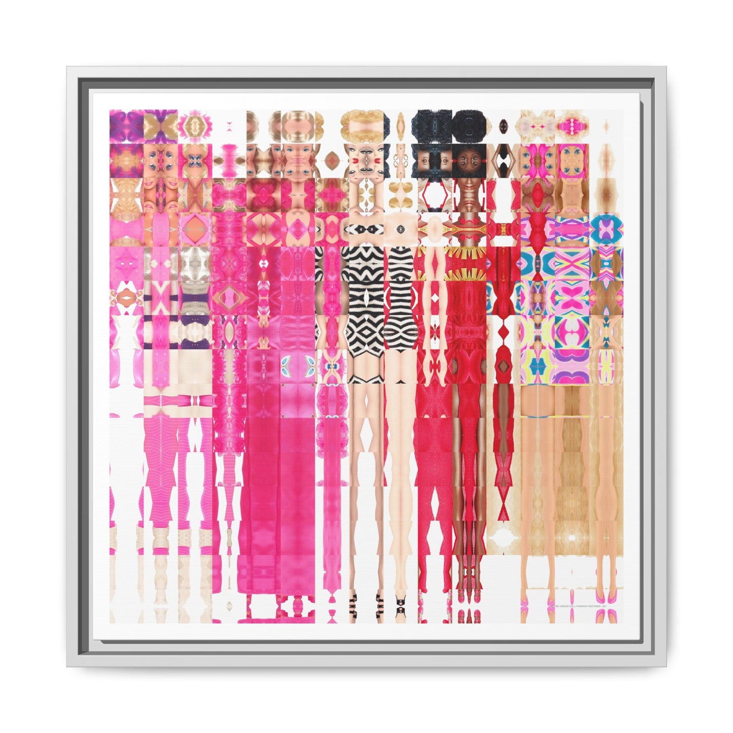 Iconic Dream Doll Fashion Fantasies Abstract Portrait Collage Art — Matte Canvas, Framed (Multi-color options)