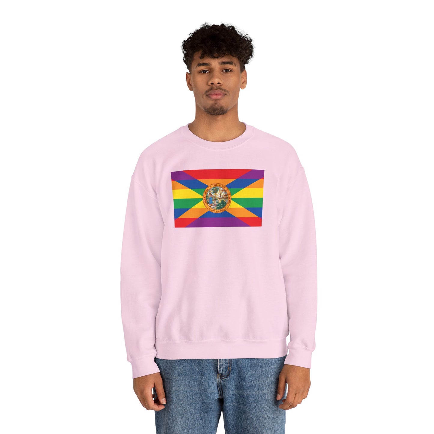Florida Rainbow Pride Flag Unisex Crewneck Sweatshirt—White, Black or Light Pink