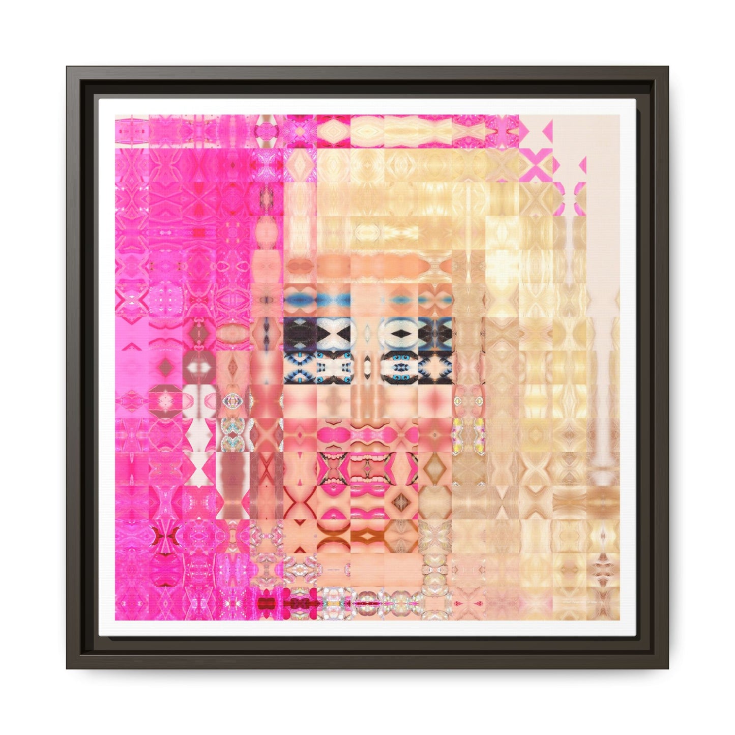 Iconic Living Doll of Drag Abstract Portrait Collage Art — Matte Canvas, Framed (Multi-color options)