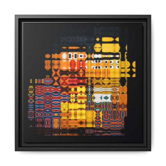 Iconic Domestic Partners in Plain Sight: Bert, Ernie, and Rubber Ducky Abstract Portrait Collage Art — Matte Canvas, Framed (Multi-color options)