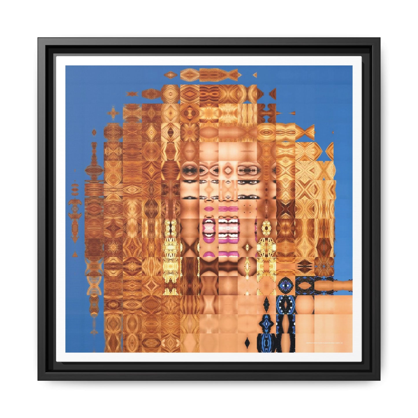 America's Most Iconic Glamazon Drag Queen Abstract Portrait Collage Art — Matte Canvas, Framed (Multi-color options)