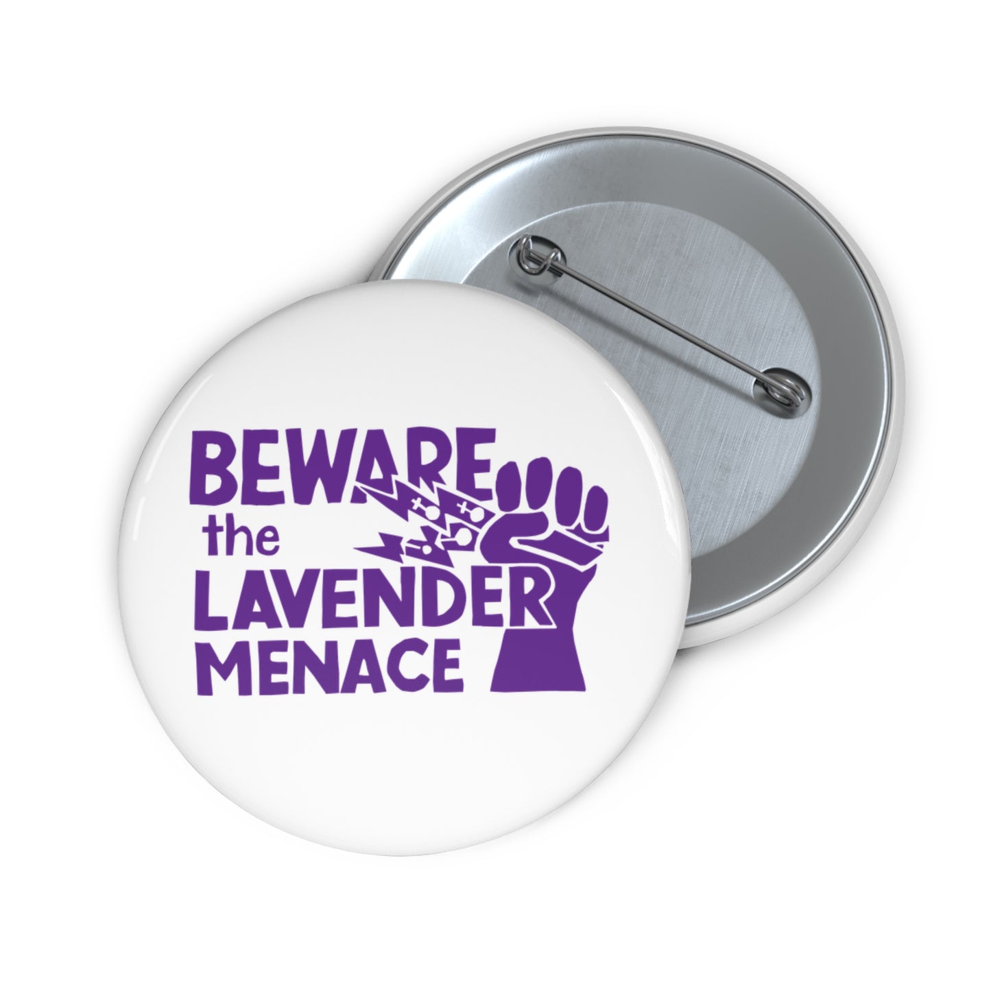 BEWARE the LAVENDER MENACE Historic Activism Replica Pin Button