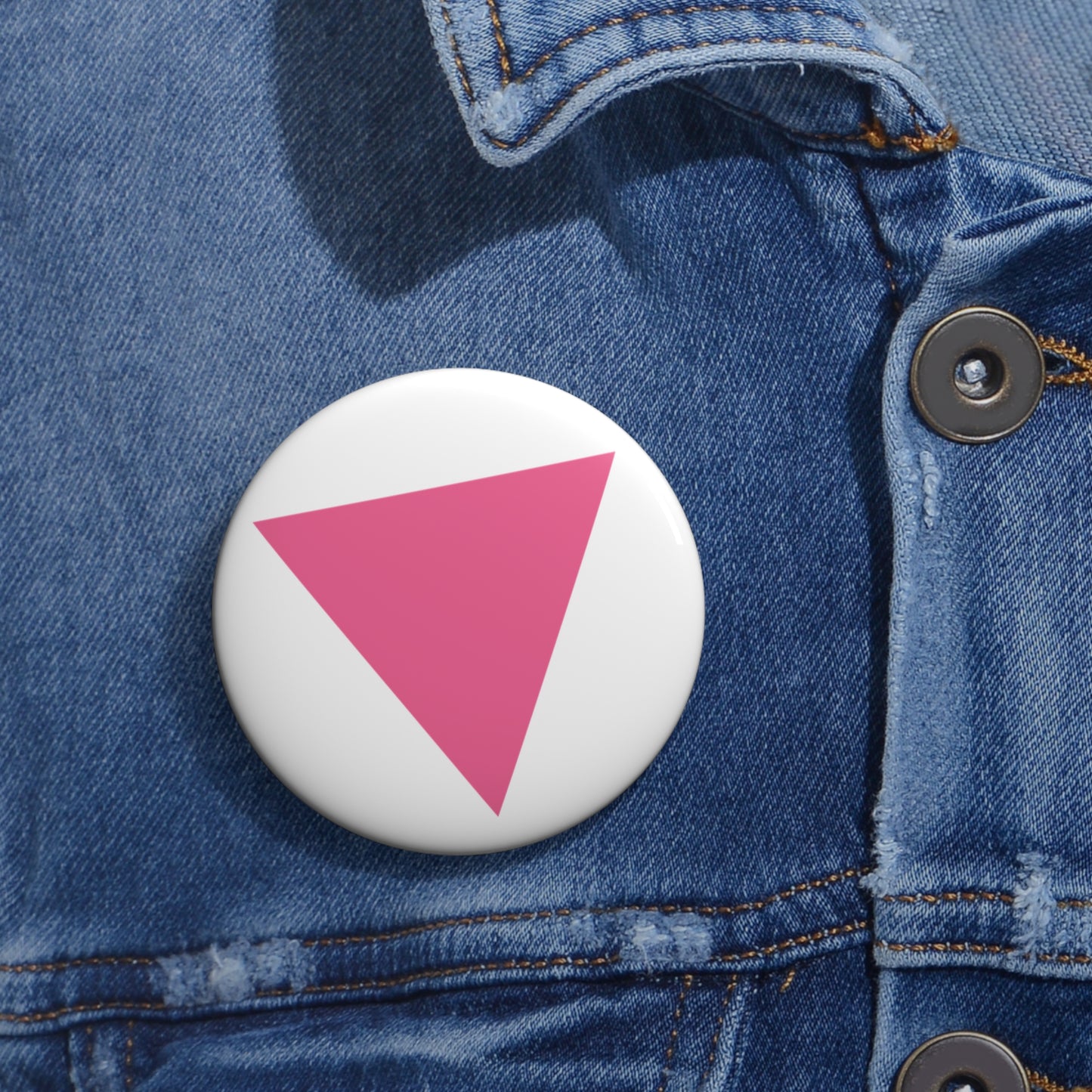 Iconic Pink Triangle, Historic Gay Symbol, Heart Pin Button