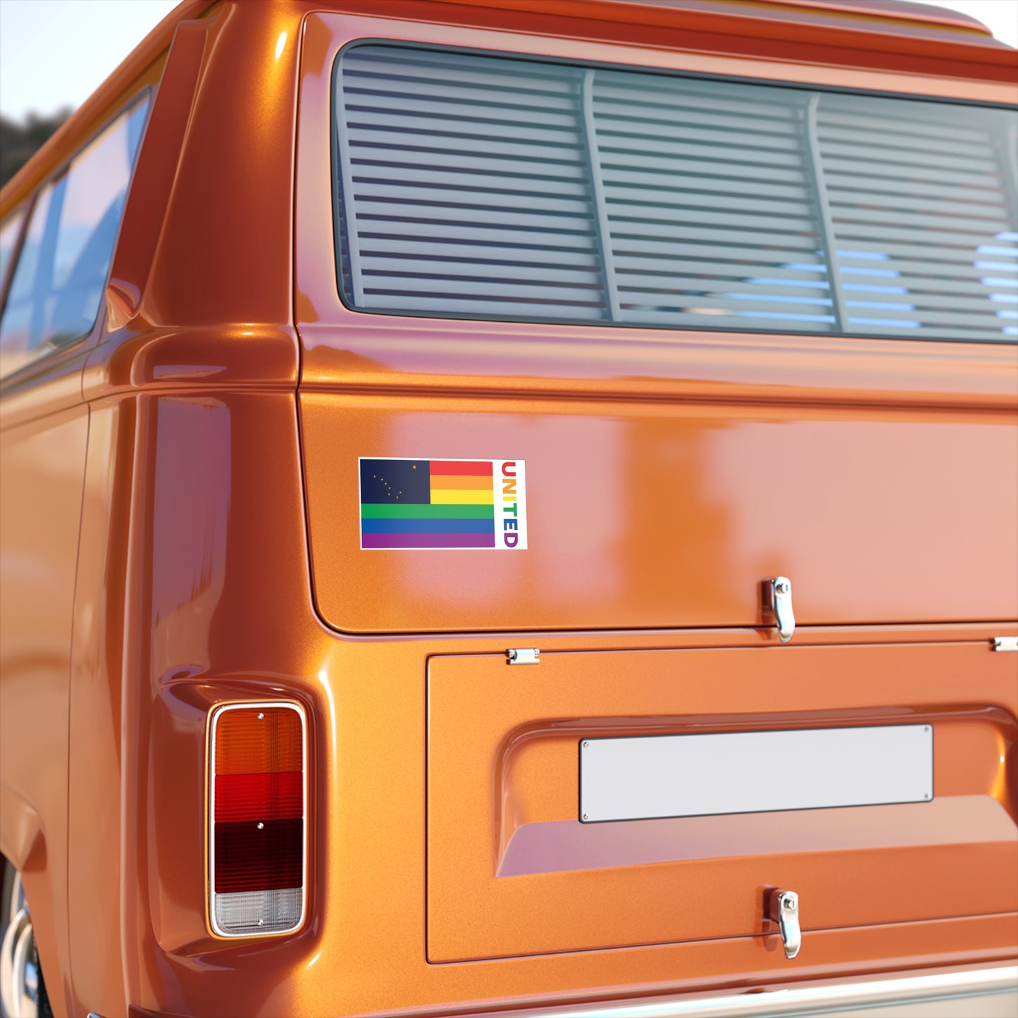 Alaska Rainbow Pride Flag "UNITED" Bumper Sticker