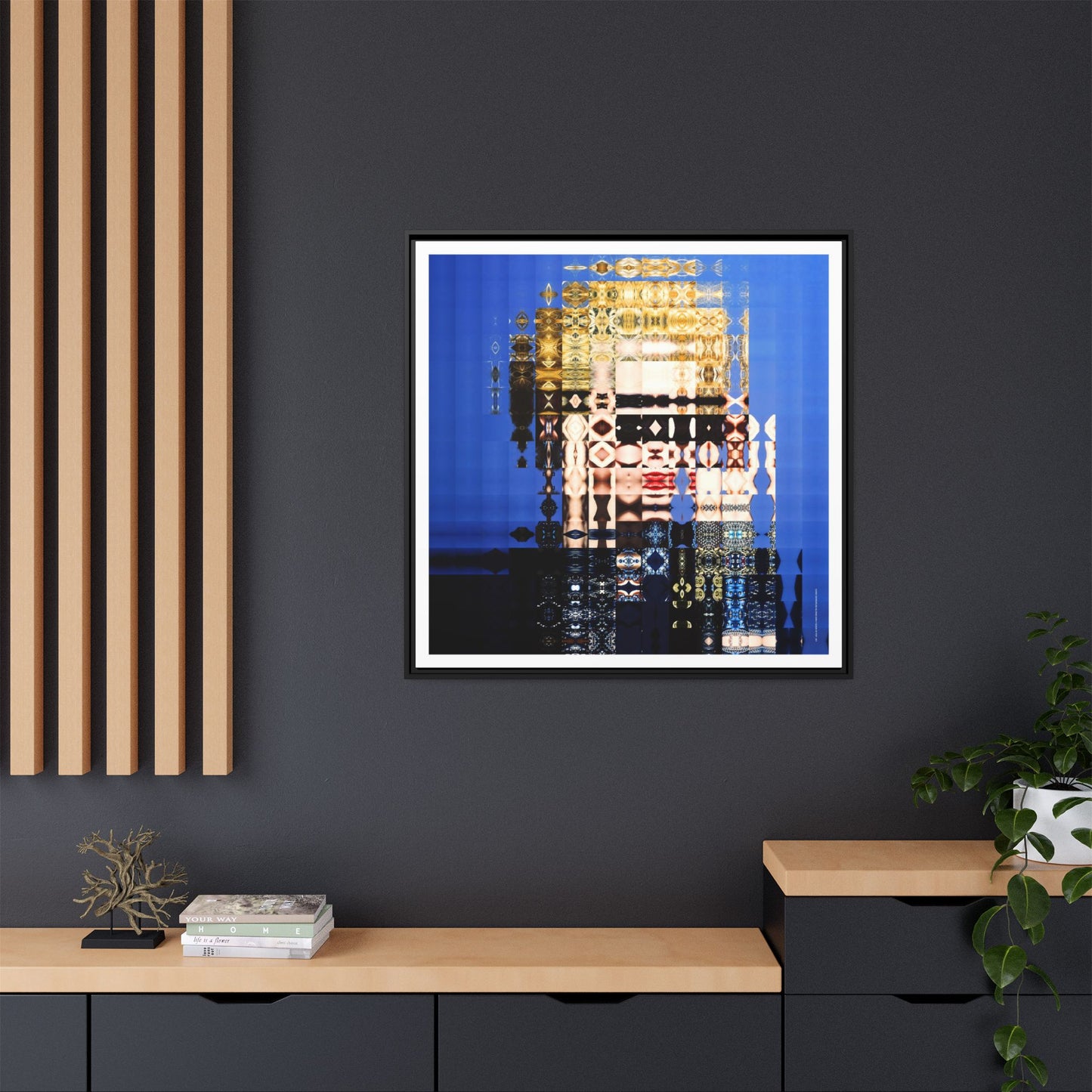 Iconic Borderline-Blonde Early Queen of Pop Abstract Portrait Collage Art — Matte Canvas, Framed (Multi-color options)