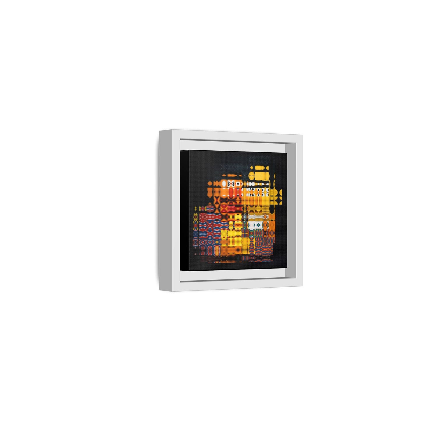 Iconic Domestic Partners in Plain Sight: Bert, Ernie, and Rubber Ducky Abstract Portrait Collage Art — Matte Canvas, Framed (Multi-color options)