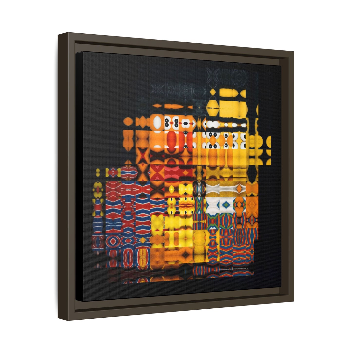 Iconic Domestic Partners in Plain Sight: Bert, Ernie, and Rubber Ducky Abstract Portrait Collage Art — Matte Canvas, Framed (Multi-color options)
