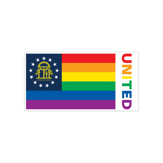 Georgia Rainbow Pride Flag "UNITED" Bumper Sticker