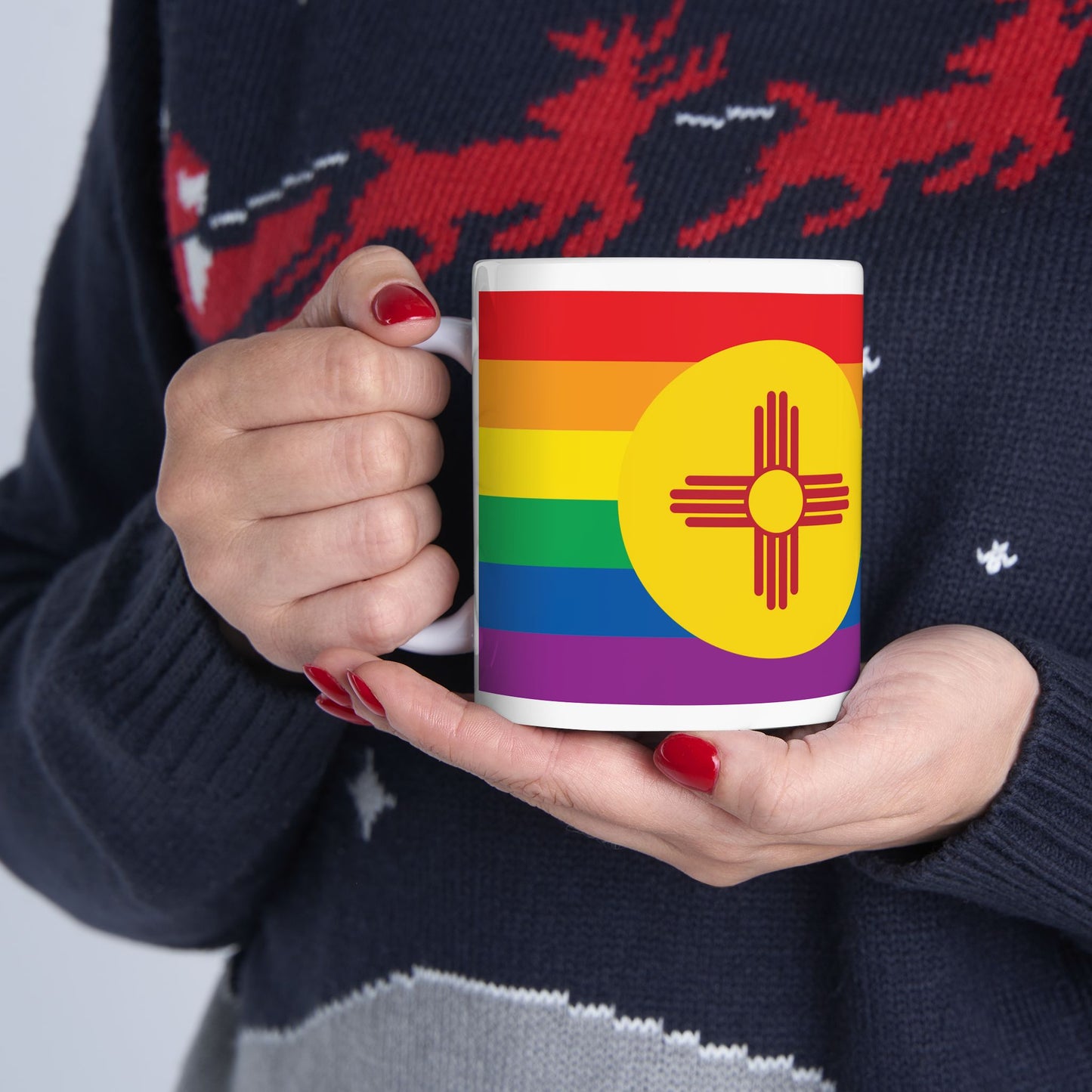 New Mexico Rainbow Pride Flag "UNITED" Ceramic Mug