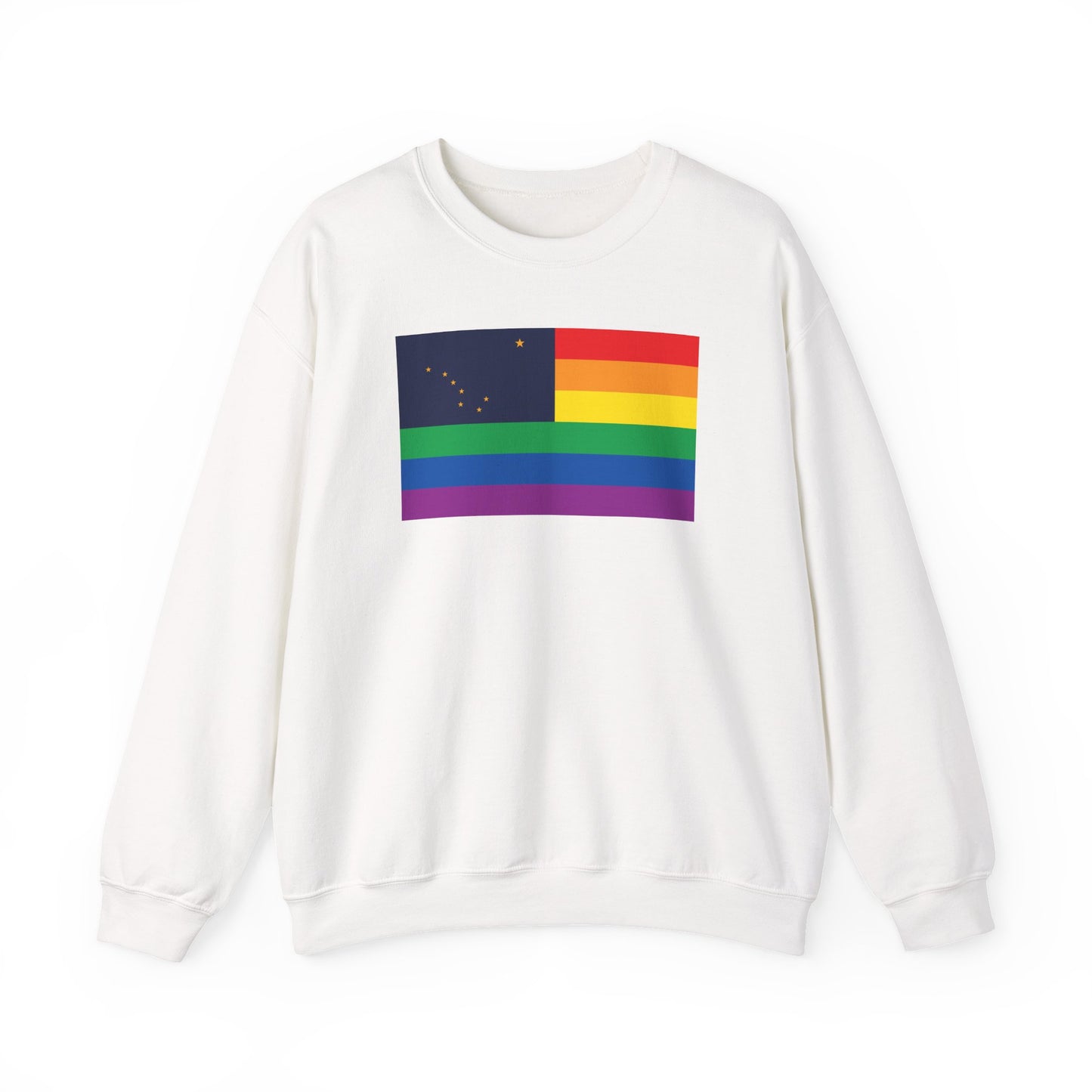 Alaska Rainbow Pride Flag Unisex Crewneck Sweatshirt—White, Black or Light Pink