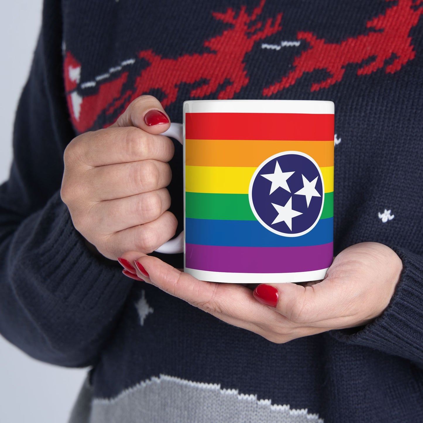 Tennessee Rainbow Pride Flag "UNITED" Ceramic Mug