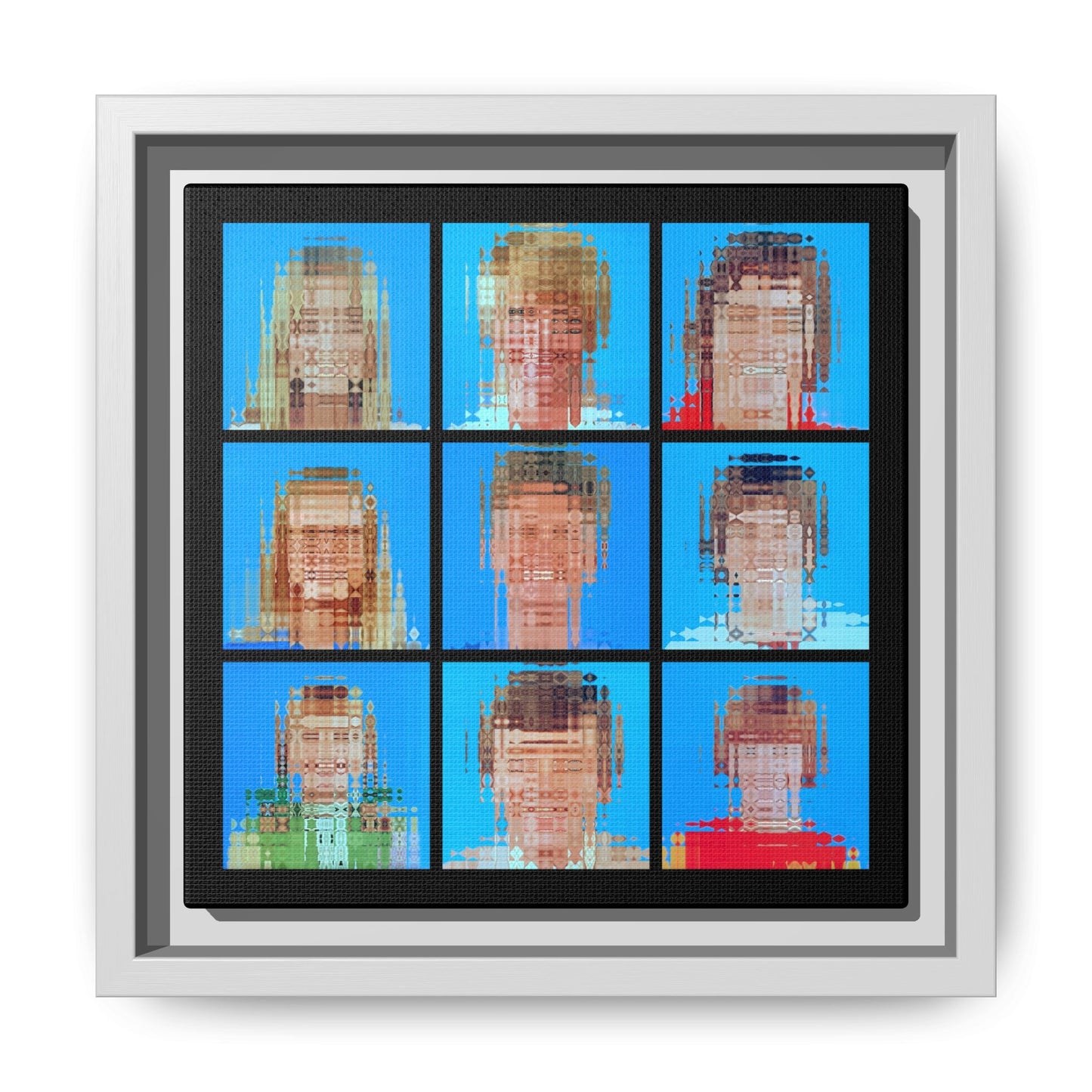 America’s Iconic Mid-Century TV Family Abstract Portrait Collage Art — Matte Canvas, Framed (Multi-color options)