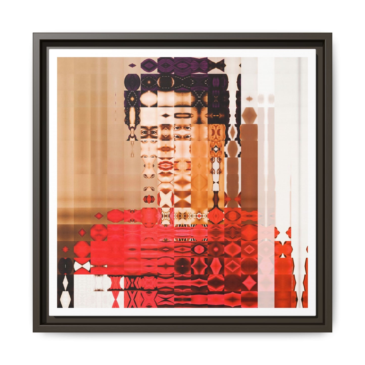 Iconic Feminist Artist Frida Kahlo 2 Abstract Portrait Collage Art — Matte Canvas, Framed (Multi-color options)