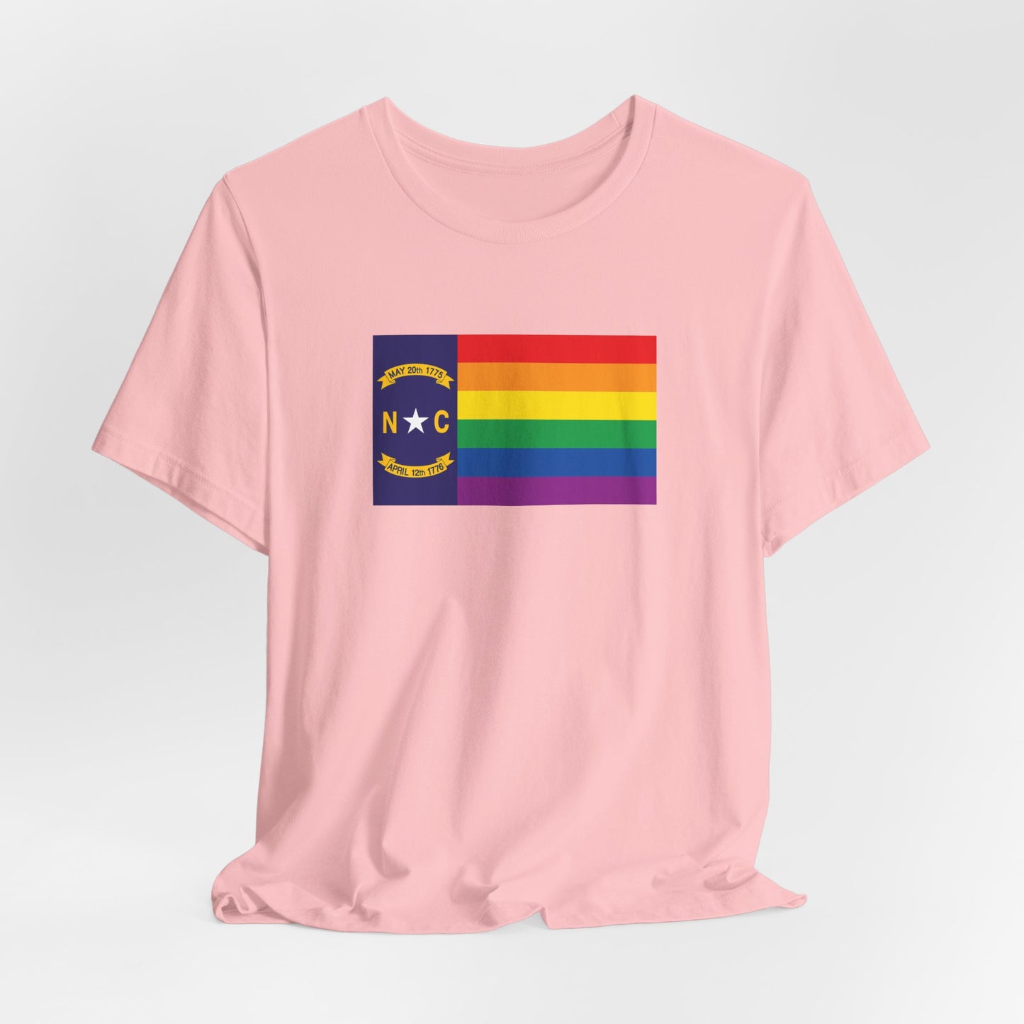 North Carolina Rainbow Pride Flag T-shirt, Several Color Options