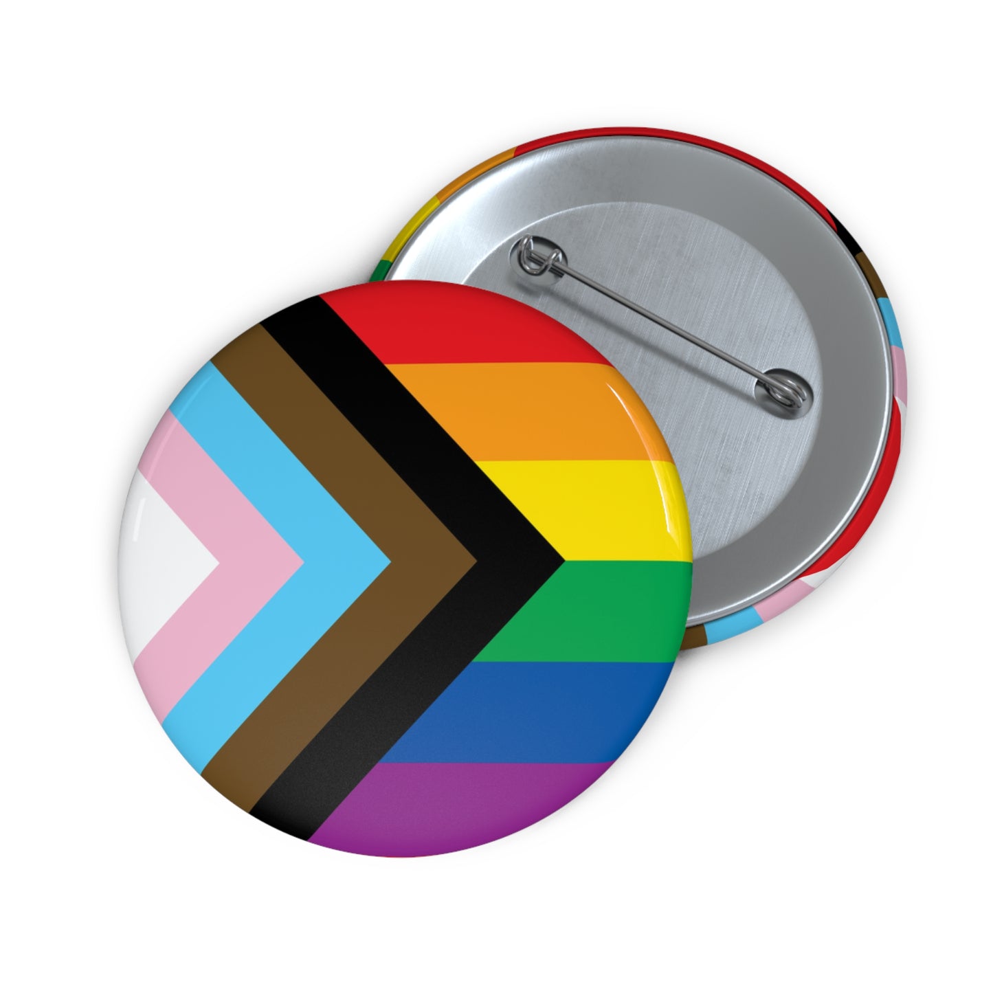 Progress Pride Rainbow Flag Heart Pin Button
