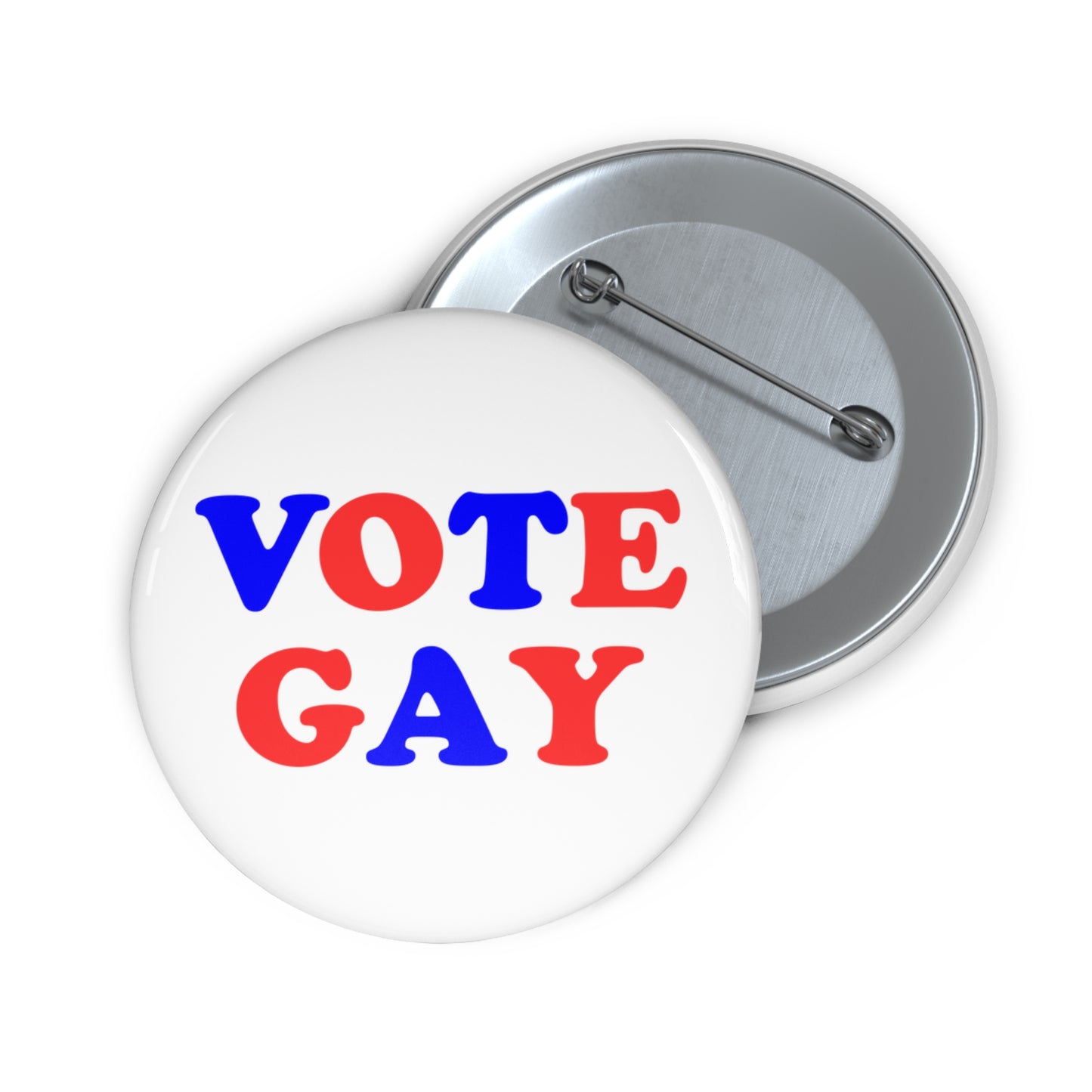 VOTE GAY Activism Pin Button, Red White and Blue