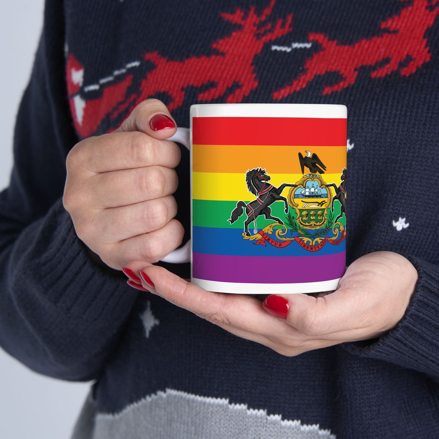 Pennsylvania Rainbow Pride Flag "UNITED" Ceramic Mug