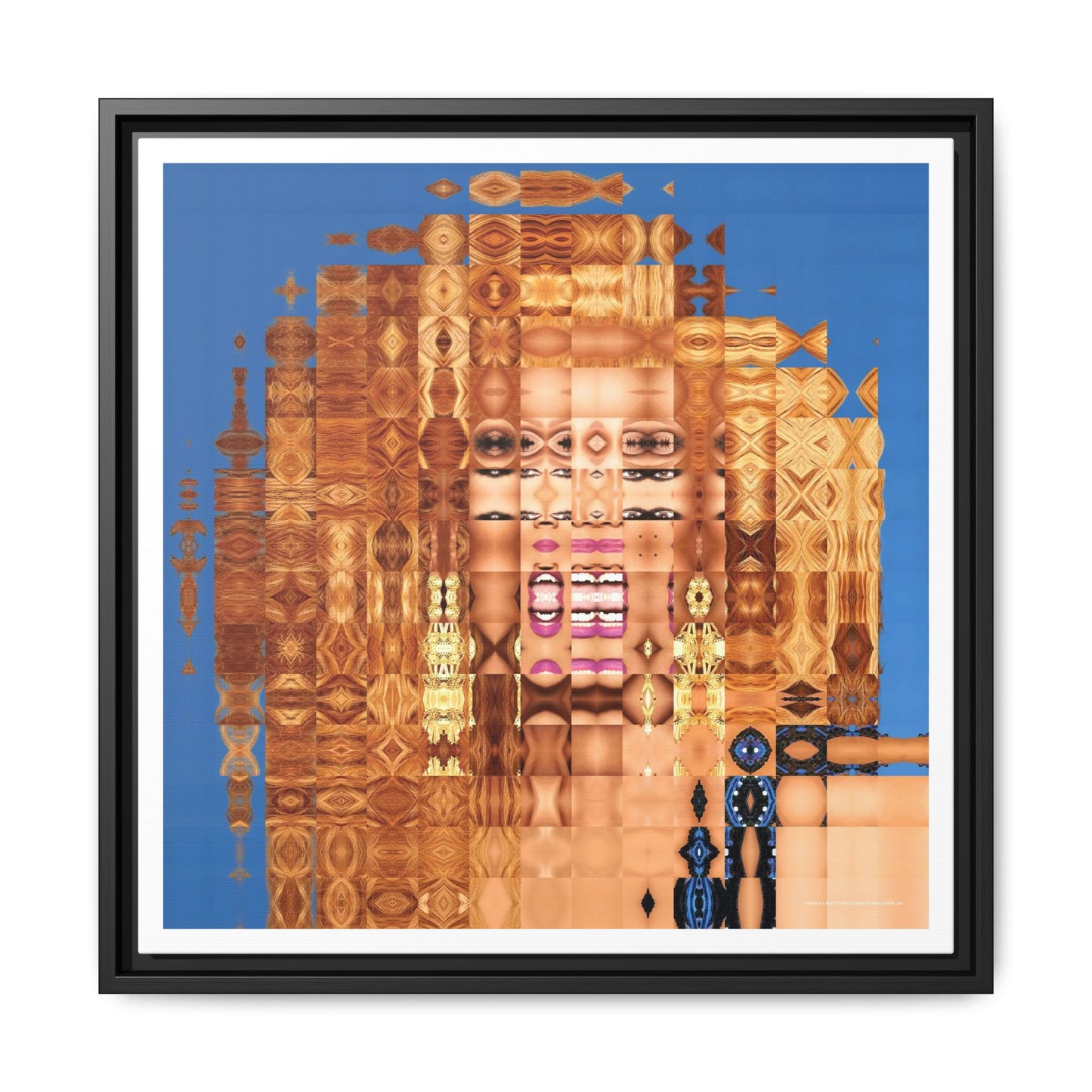 America's Most Iconic Glamazon Drag Queen Abstract Portrait Collage Art — Matte Canvas, Framed (Multi-color options)