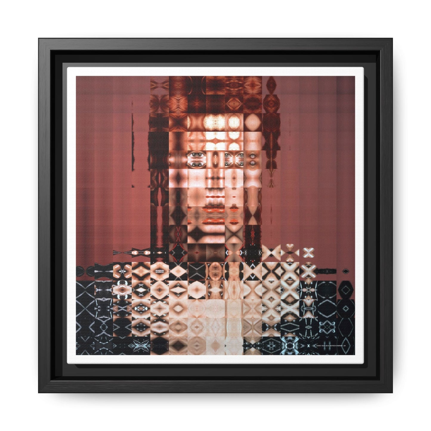 Iconic 70s Alien Glam Rock Starman Abstract Portrait Collage Art — Matte Canvas, Framed (Multi-color options)