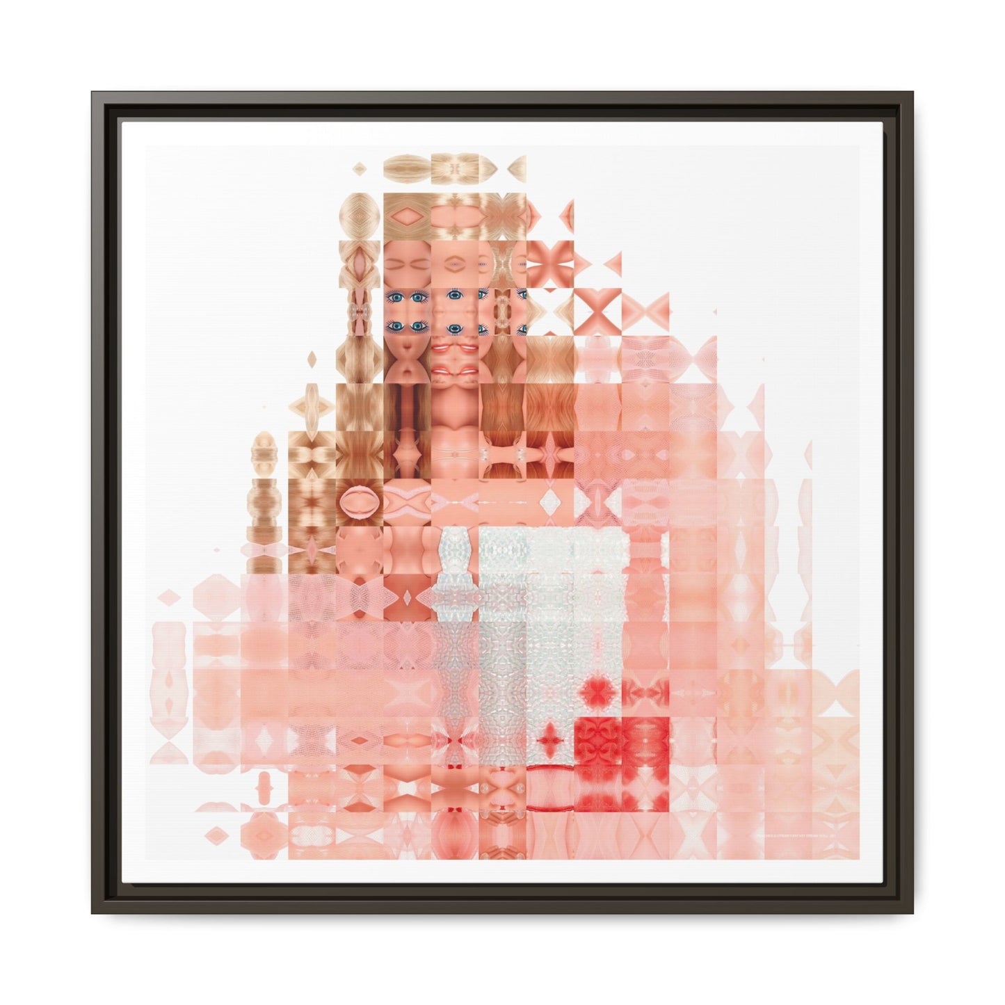 Peaches-&-Cream Fantasy Dream Doll Abstract Portrait Collage Art — Matte Canvas, Framed (Multi-color options)