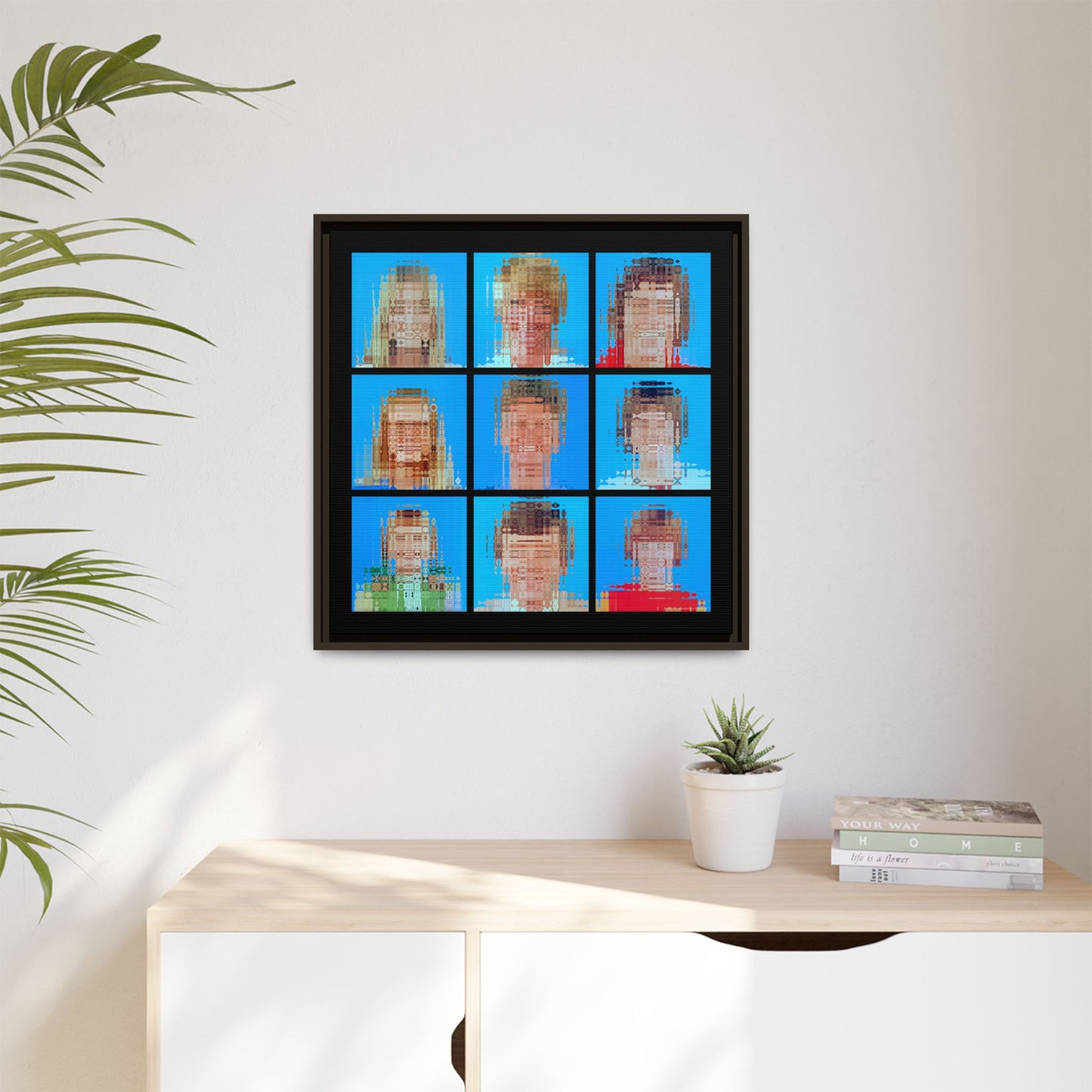 America's Iconic Mid-Century TV Family, Abstract Portrait Collage Art — Matte Canvas, Framed (Multi-color options)