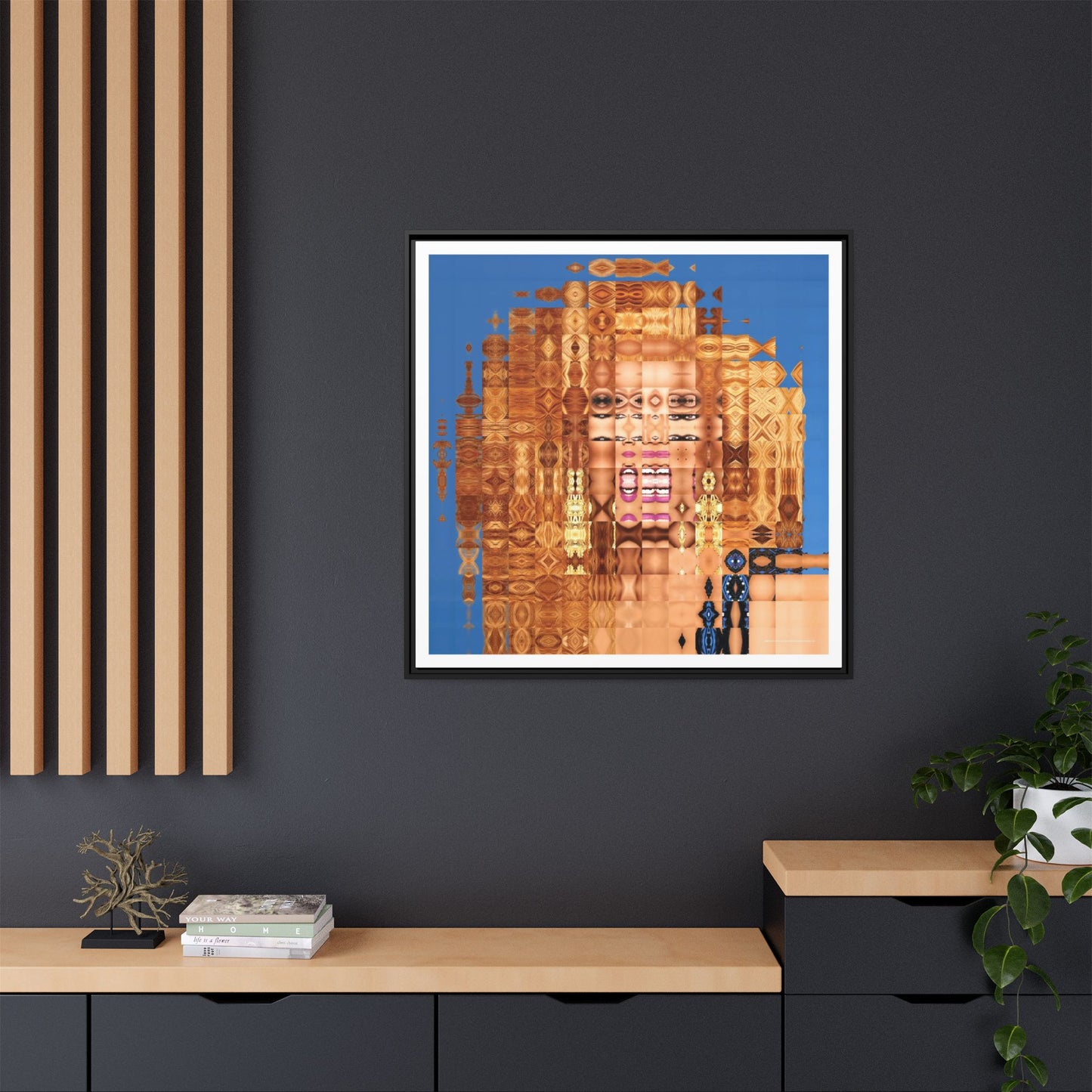 America's Most Iconic Glamazon Drag Queen Abstract Portrait Collage Art — Matte Canvas, Framed (Multi-color options)