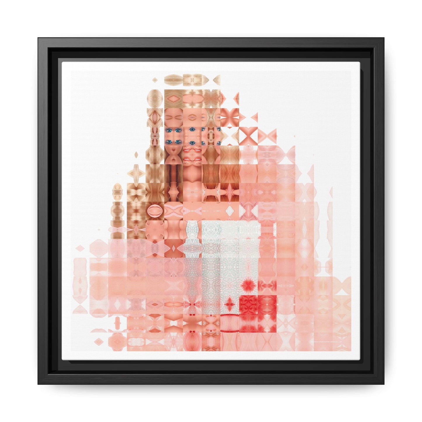 Peaches-&-Cream Fantasy Dream Doll Abstract Portrait Collage Art — Matte Canvas, Framed (Multi-color options)