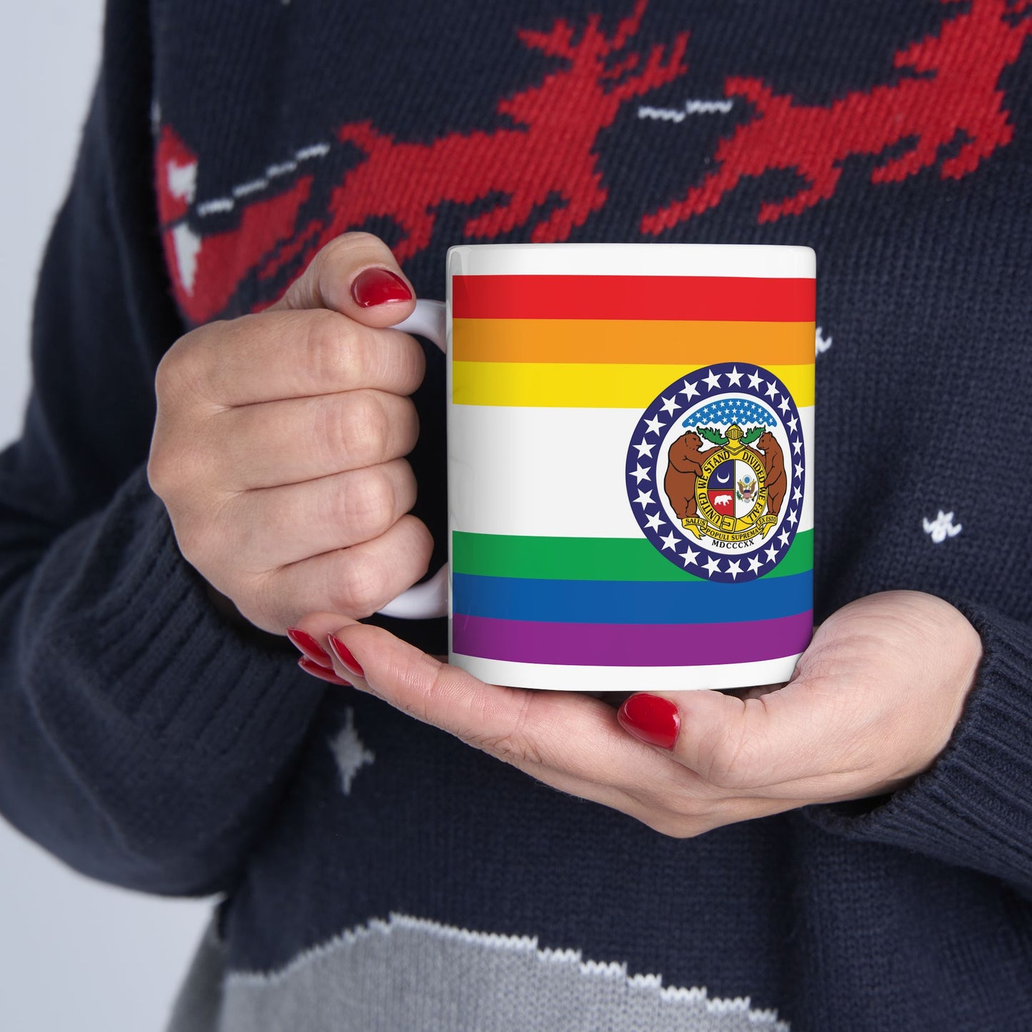 Missouri Rainbow Pride Flag "UNITED" Ceramic Mug