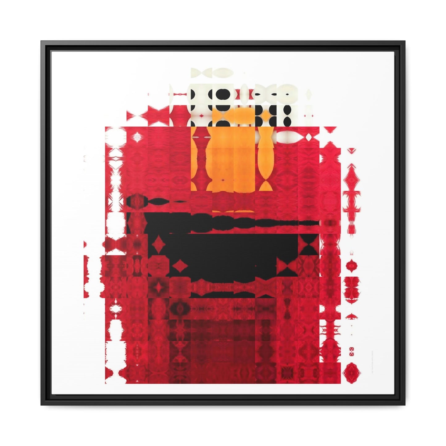 Iconic Fuzzy Red Cutie Monster from the Street Abstract Portrait Collage Art — Matte Canvas, Framed (Multi-color options)