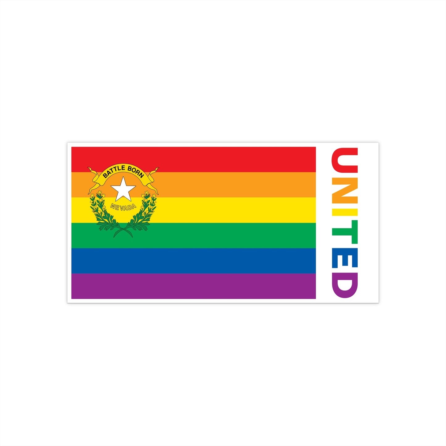 Nevada Rainbow Pride Flag "UNITED" Bumper Sticker