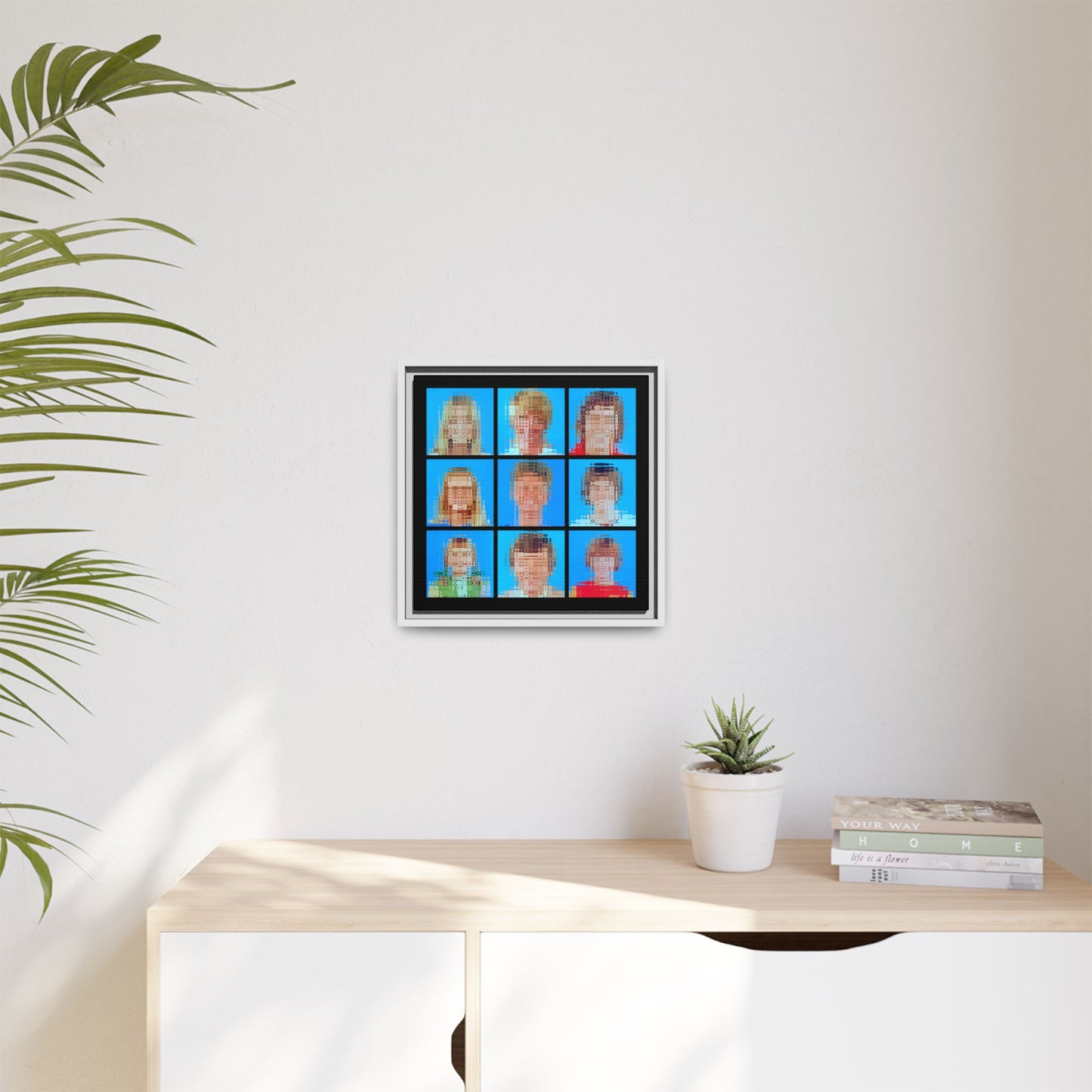 America's Iconic Mid-Century TV Family, Abstract Portrait Collage Art — Matte Canvas, Framed (Multi-color options)