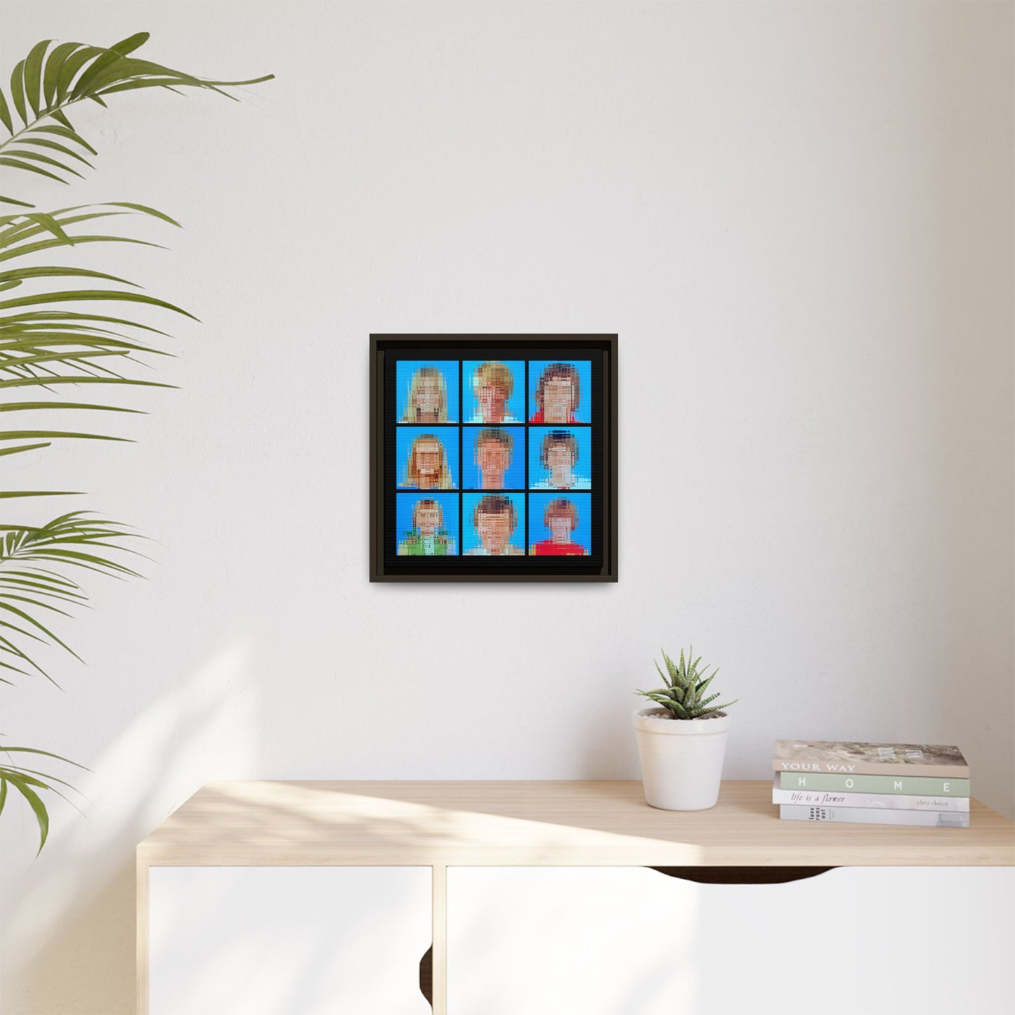America's Iconic Mid-Century TV Family, Abstract Portrait Collage Art — Matte Canvas, Framed (Multi-color options)