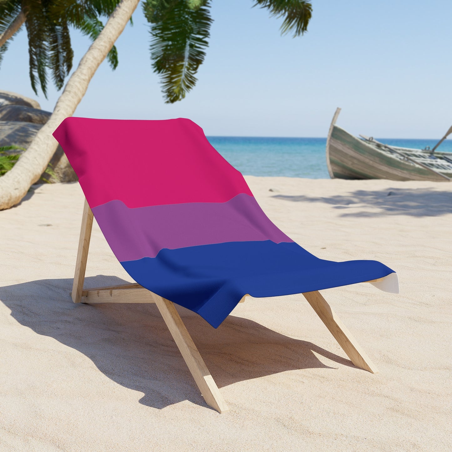 Bisexual Pride Flag Beach Towel - vertical stripe deco