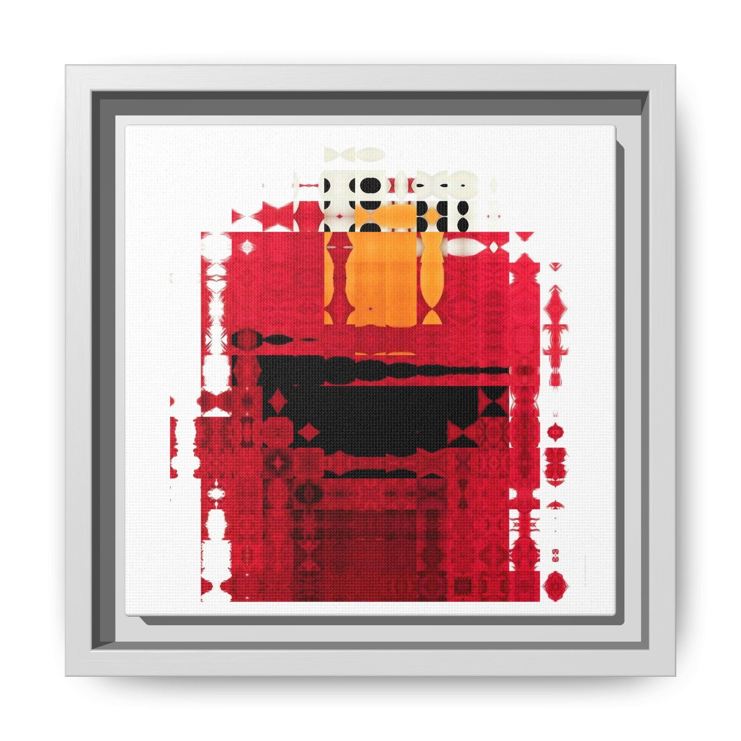Iconic Fuzzy Red Cutie Monster from the Street Abstract Portrait Collage Art — Matte Canvas, Framed (Multi-color options)