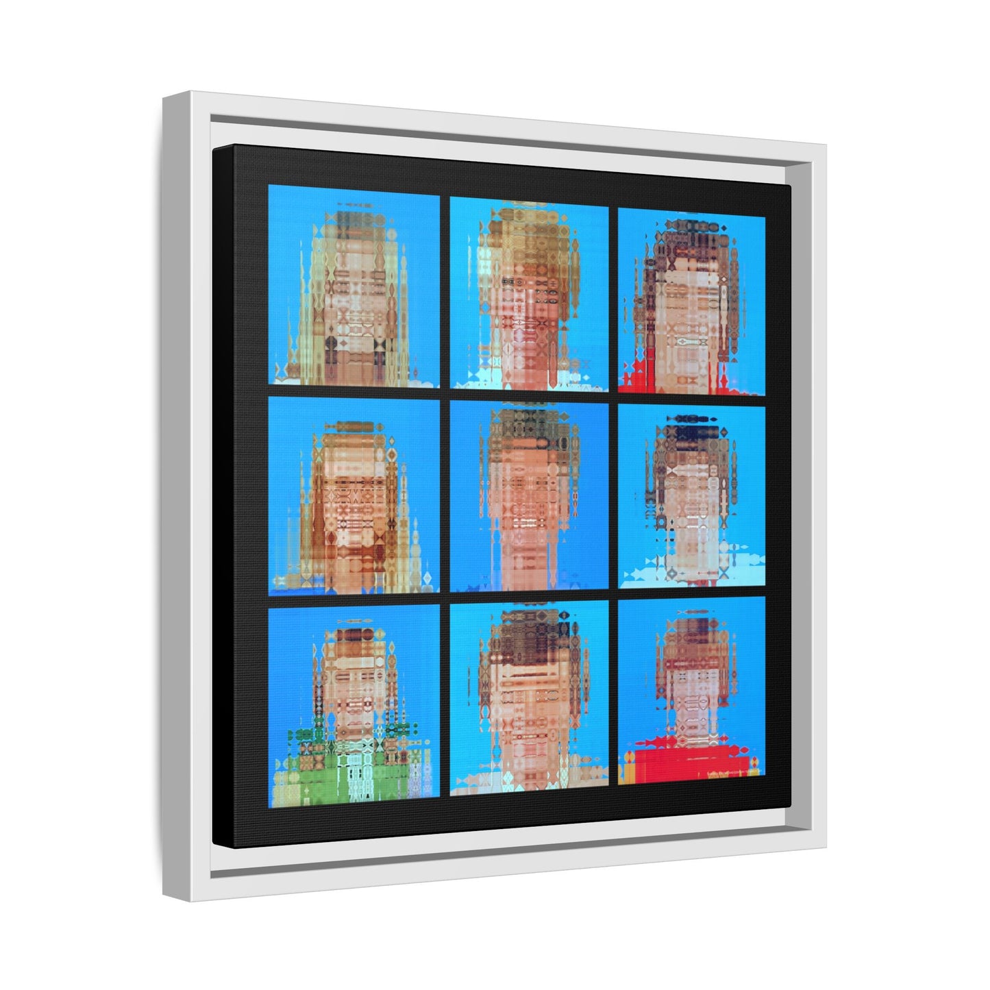 America's Iconic Mid-Century TV Family, Abstract Portrait Collage Art — Matte Canvas, Framed (Multi-color options)