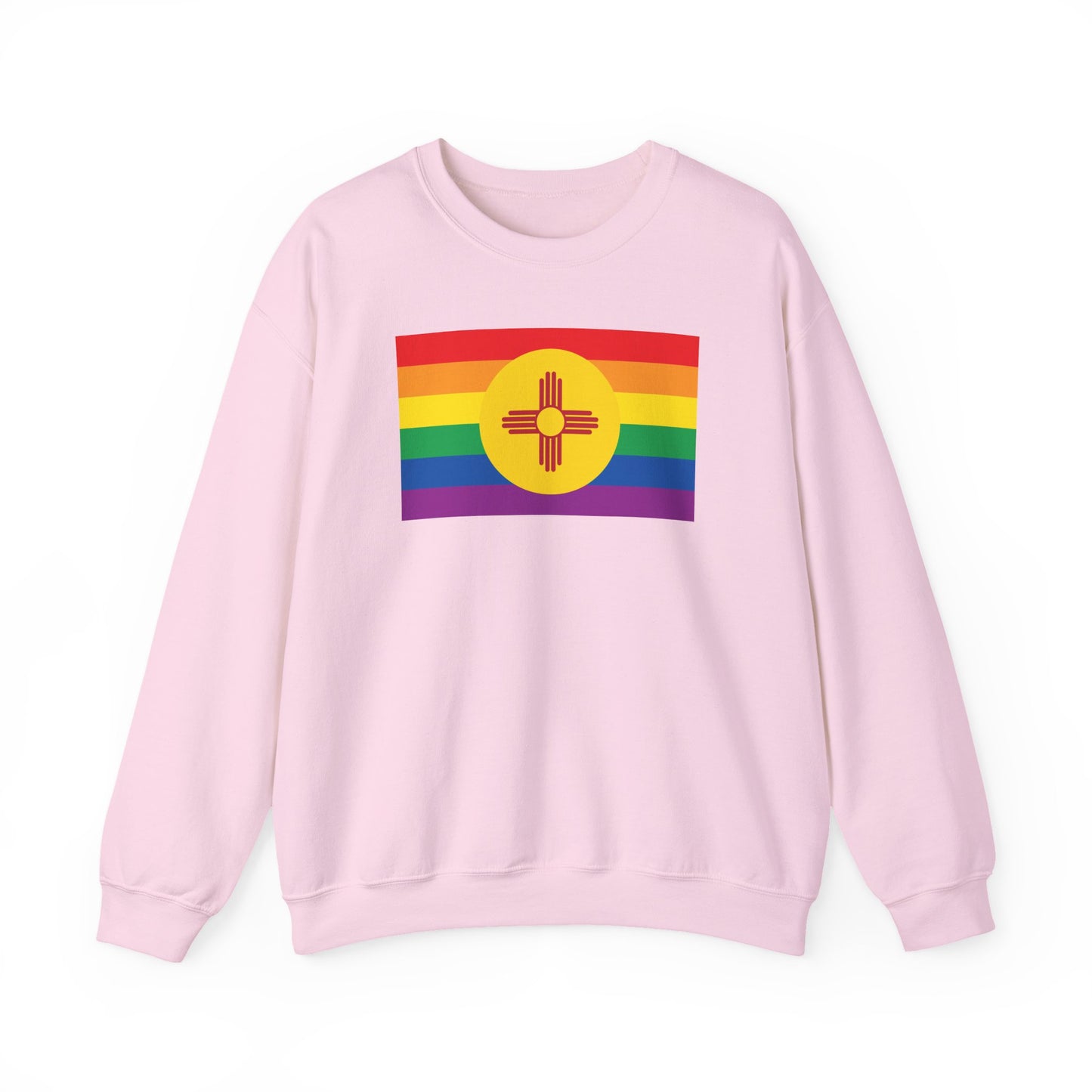 New Mexico Rainbow Pride Flag Unisex Crewneck Sweatshirt—White, Black or Light Pink