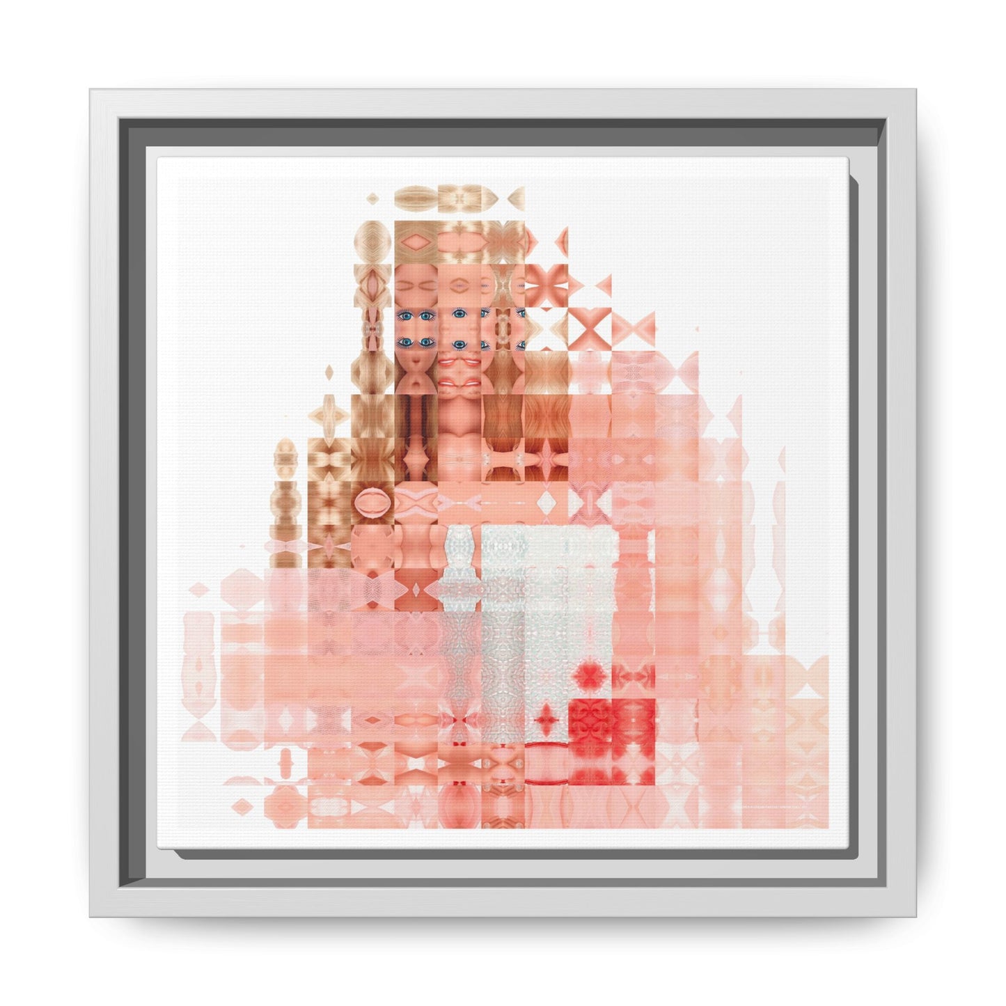 Peaches-&-Cream Fantasy Dream Doll Abstract Portrait Collage Art — Matte Canvas, Framed (Multi-color options)