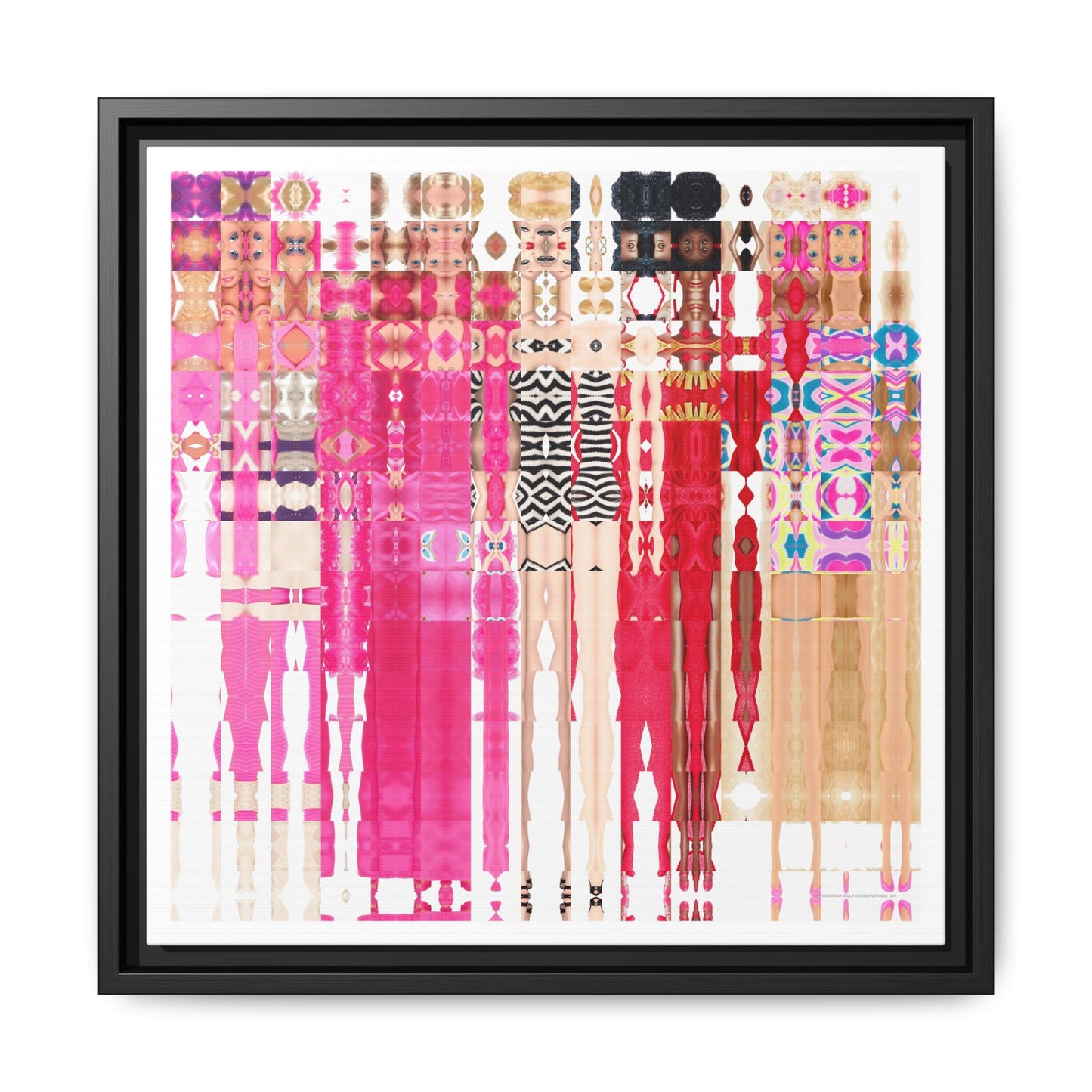 Iconic Dream Doll Fashion Fantasies Abstract Portrait Collage Art — Matte Canvas, Framed (Multi-color options)