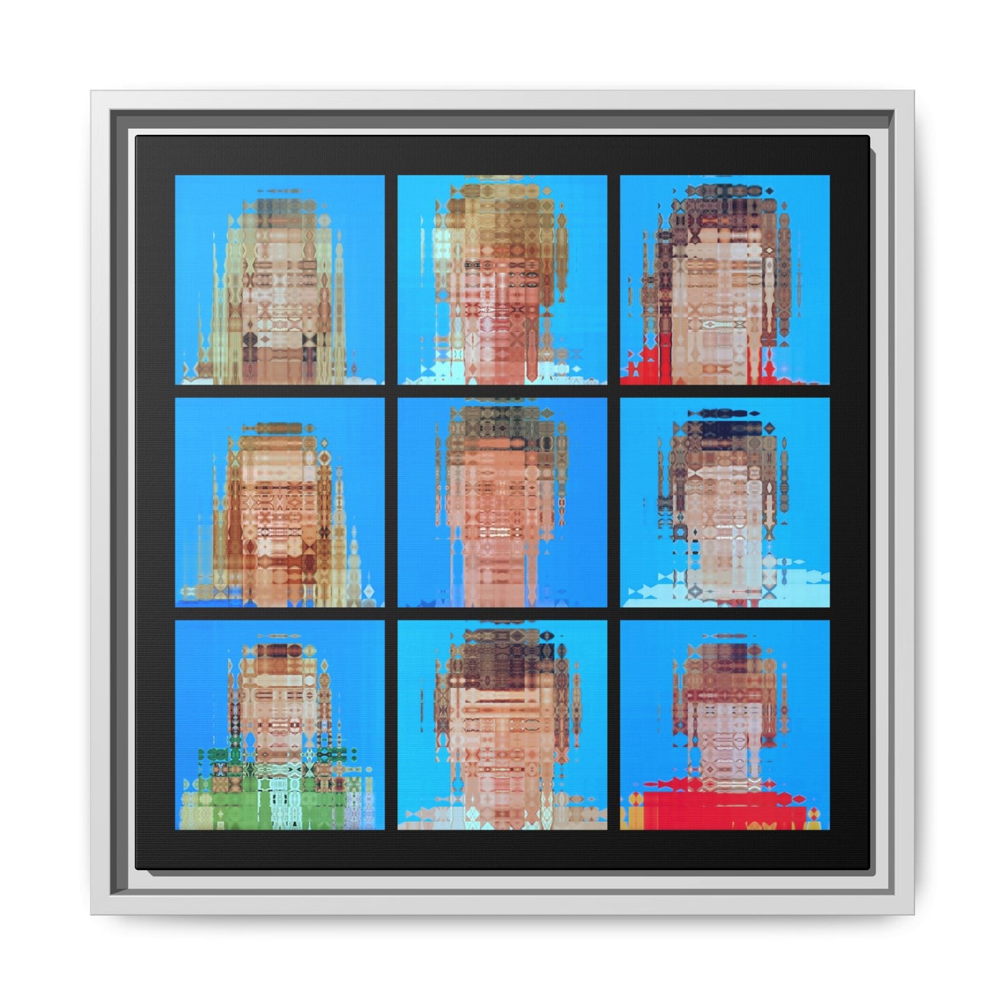 America’s Iconic Mid-Century TV Family Abstract Portrait Collage Art — Matte Canvas, Framed (Multi-color options)