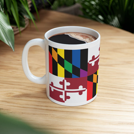 Maryland Rainbow Pride Flag "UNITED" Ceramic Mug