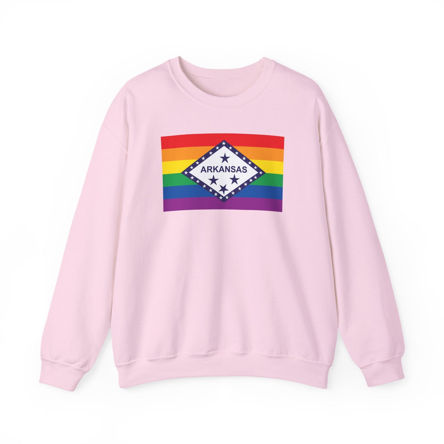 Arkansas Rainbow Pride Flag Unisex Crewneck Sweatshirt—White, Black or Light Pink