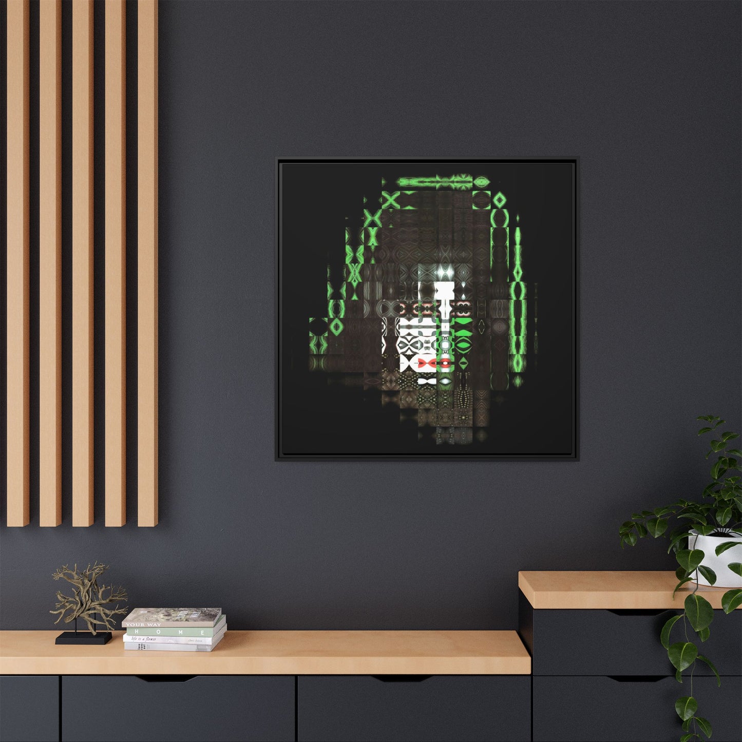 Knights In Satan's Service, Catman Abstract Portrait Collage Art — Matte Canvas, Framed (Multi-color options)