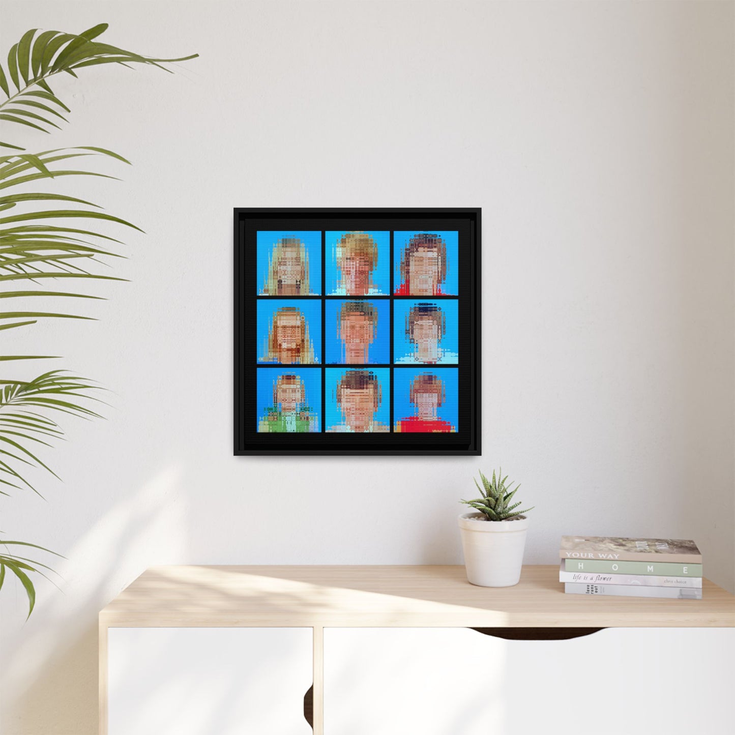 America's Iconic Mid-Century TV Family, Abstract Portrait Collage Art — Matte Canvas, Framed (Multi-color options)