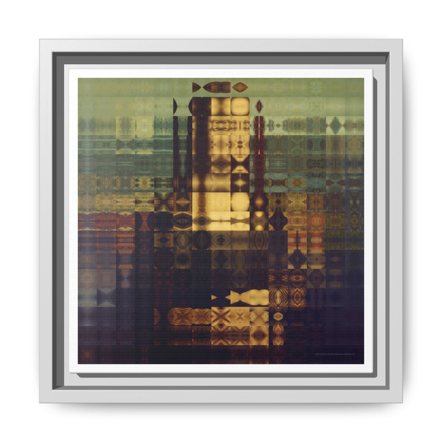 La Gioconda / Mona Lisa Abstract Portrait Collage Art — Matte Canvas, Framed (Multi-color options)