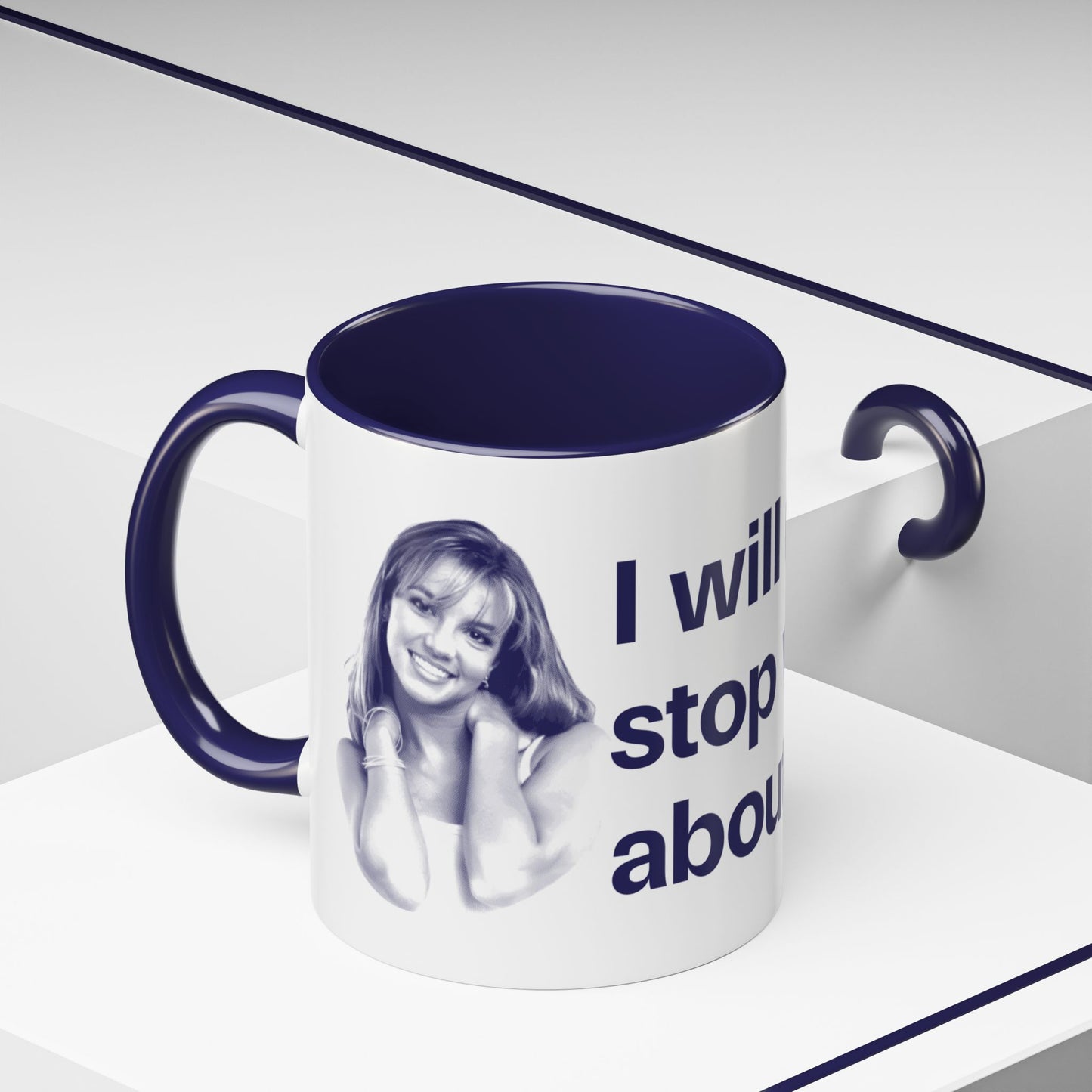 I will never stop worrying about Britney, Britney Spears, White with Navy Accent Coffee Mug (11, 15oz)