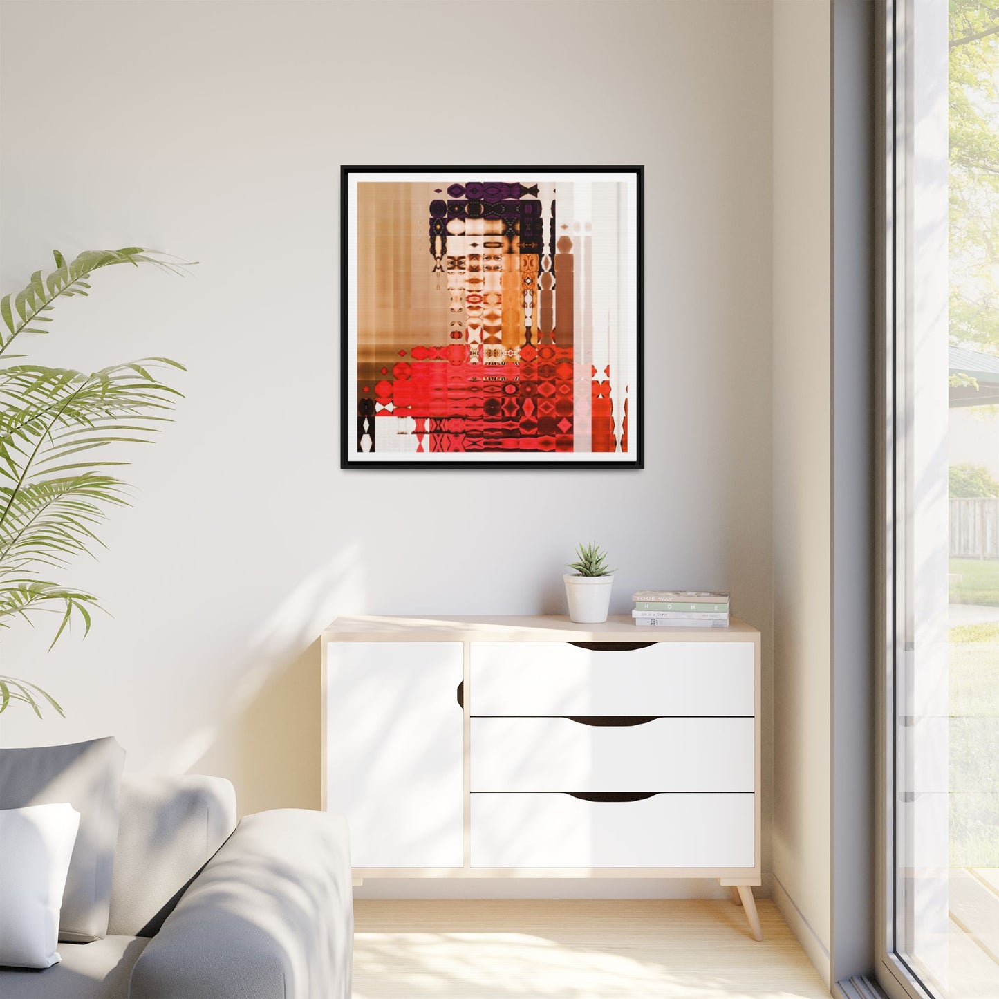 Iconic Feminist Artist Frida Kahlo 2 Abstract Portrait Collage Art — Matte Canvas, Framed (Multi-color options)