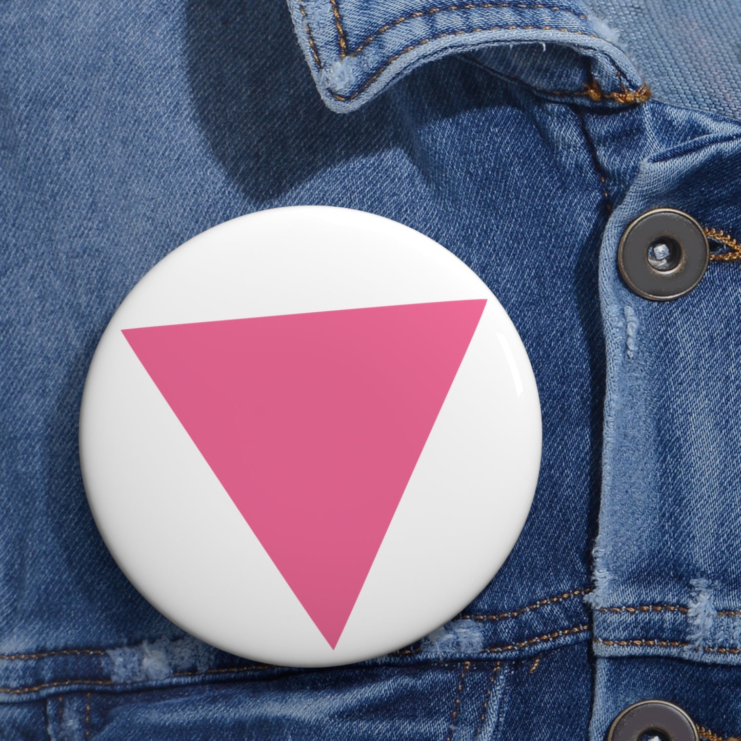 Iconic Pink Triangle, Historic Gay Symbol, Heart Pin Button